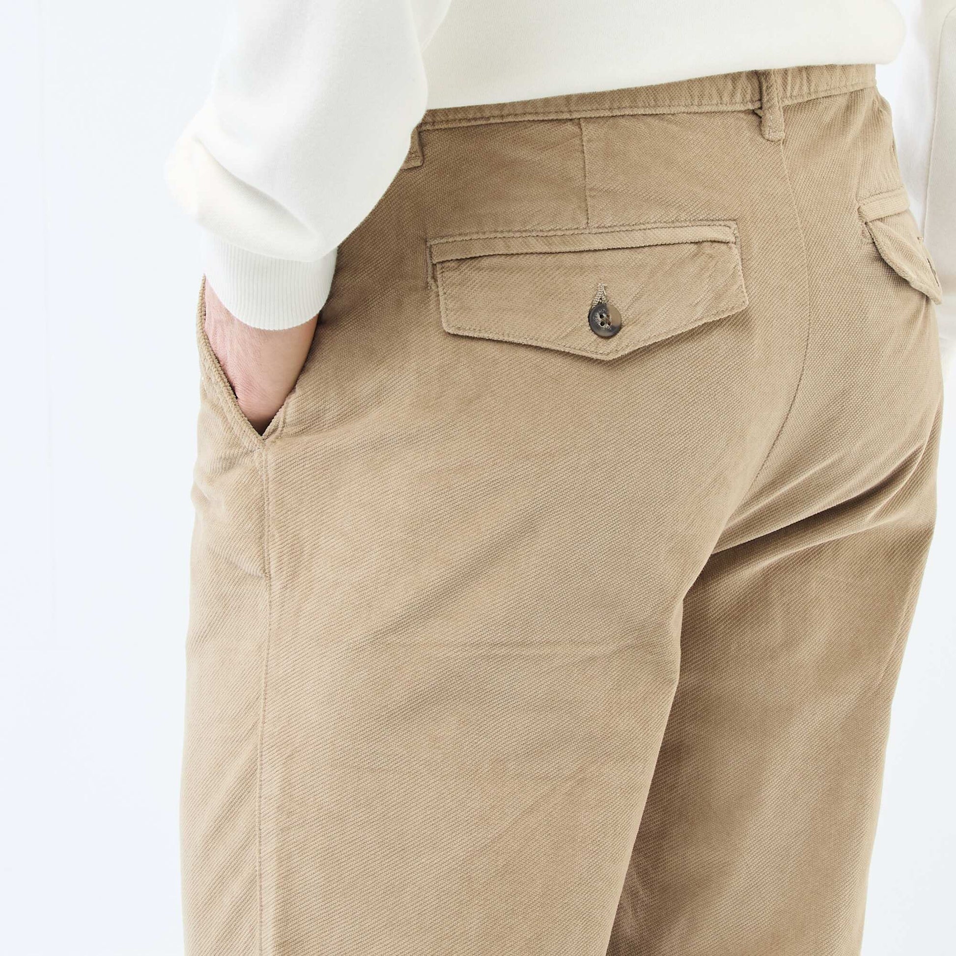 Chino en velours taille standard BEIGE