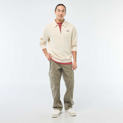 Pantalon multipoches uni coupe droite / Regular Fit KAKI