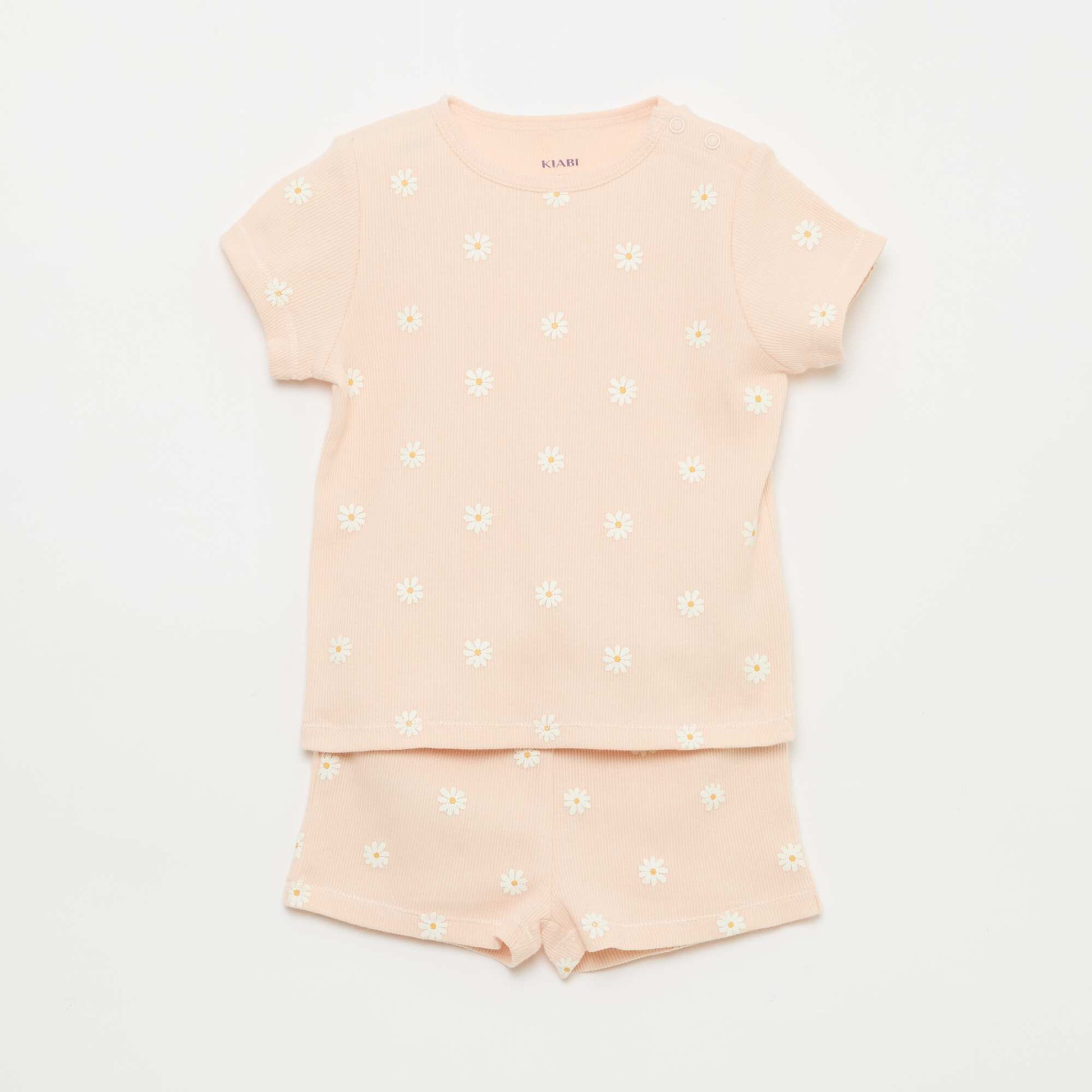 Pyjama t-shirt + short en coton côtelé - 2 pièces ROSE