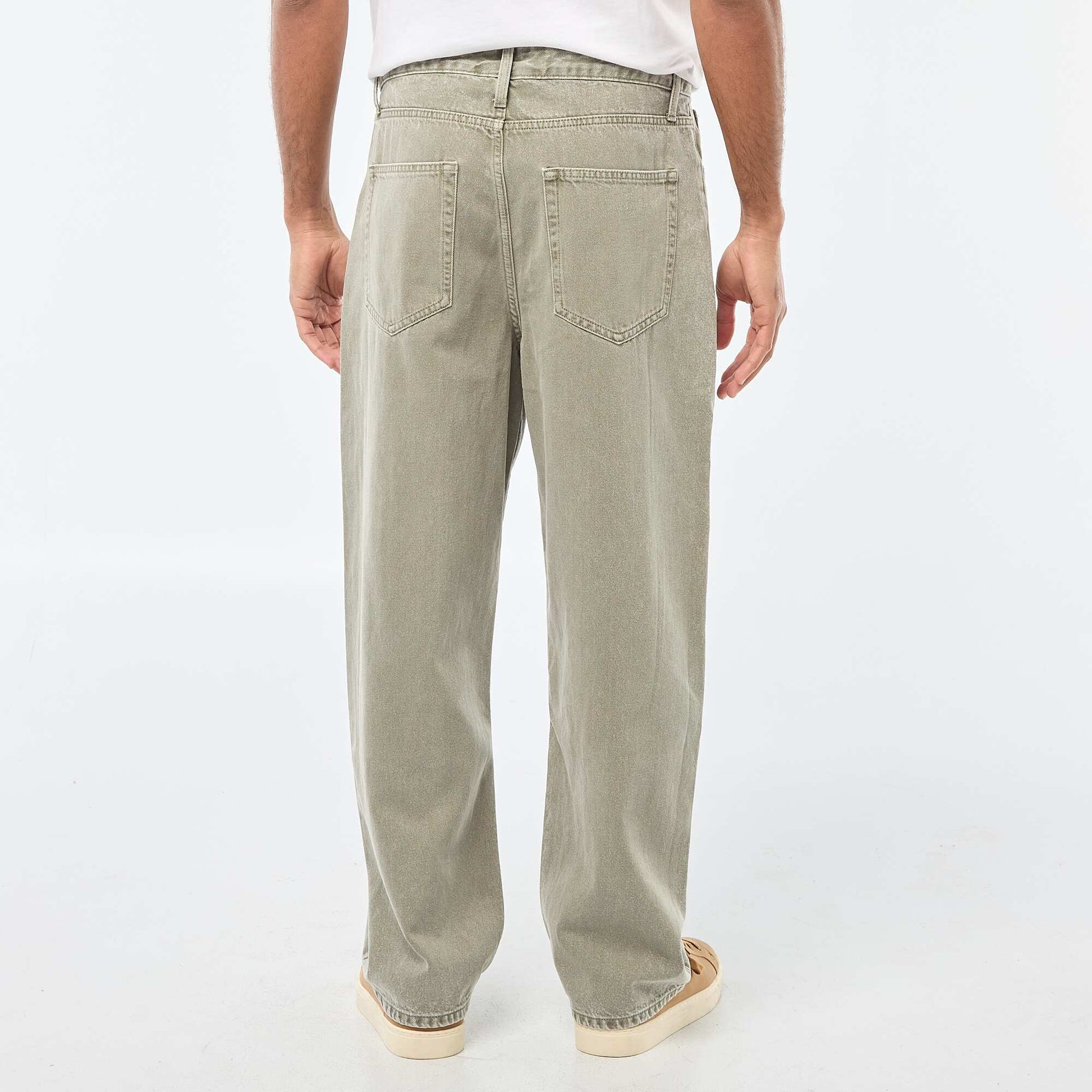 Pantalon baggy uni en twill VERT
