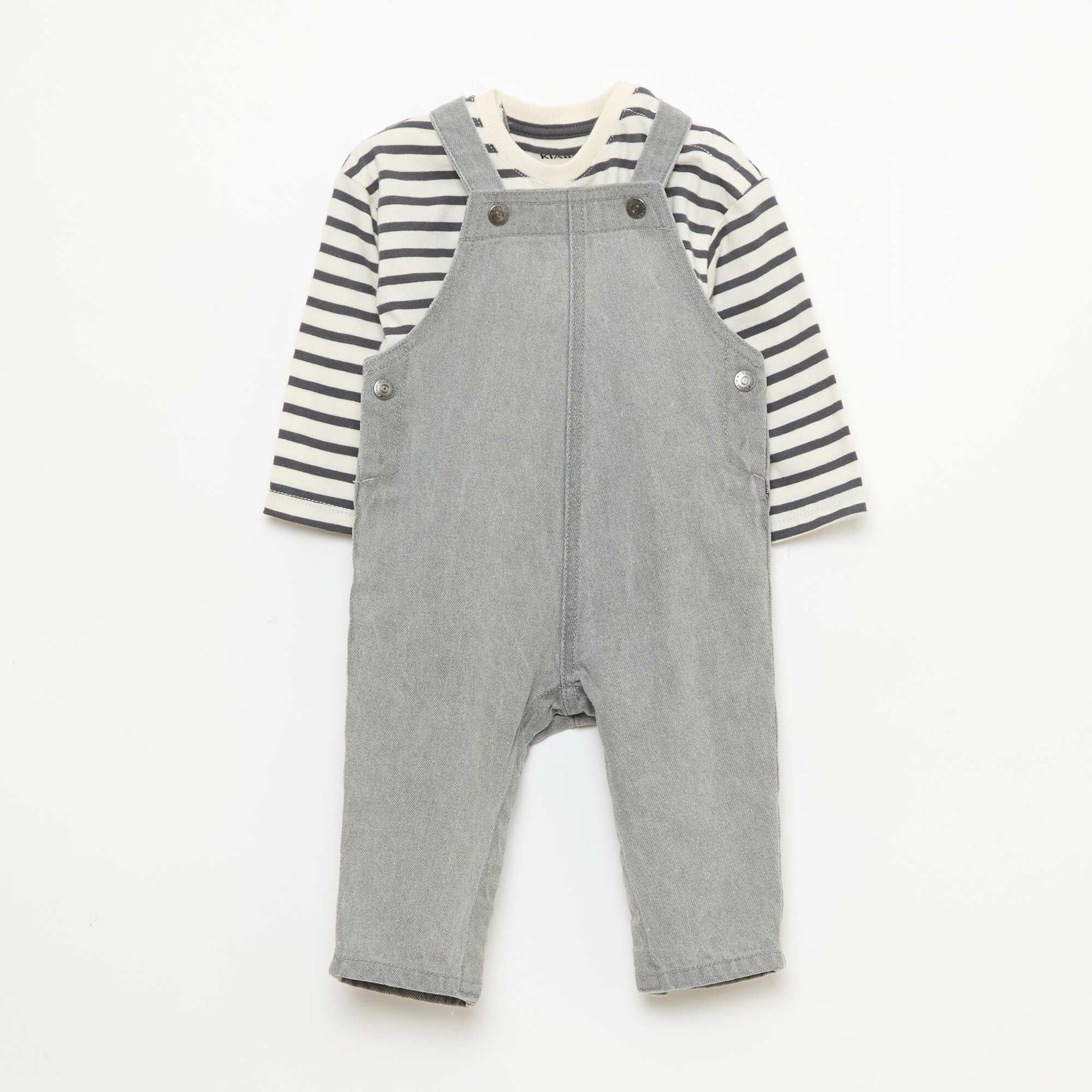 Ensemble t-shirt + salopette - 2 pièces GRIS