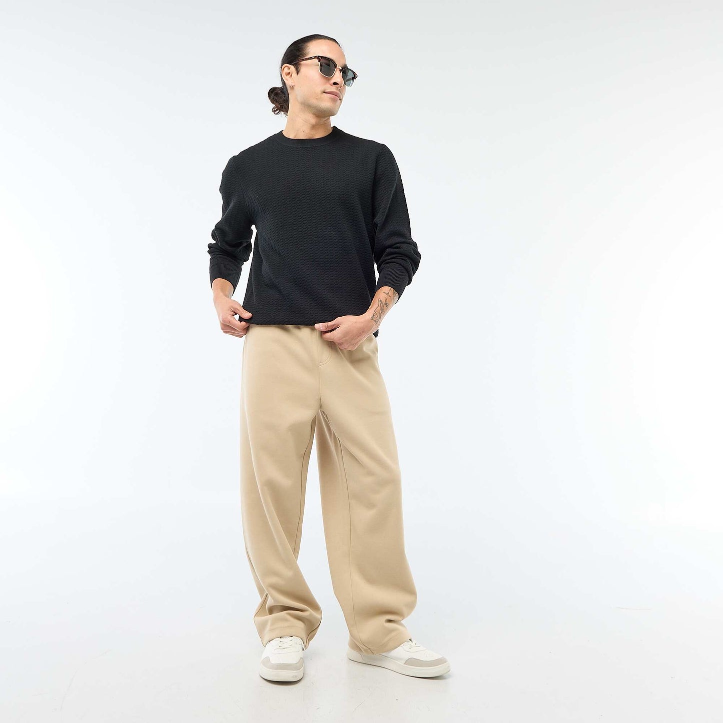 Pantalon large style jogging BEIGE
