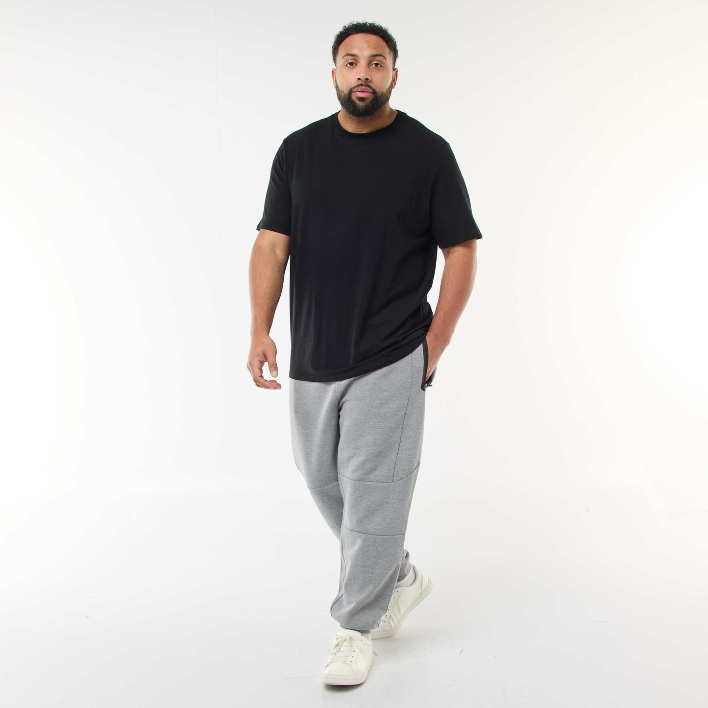 Jogging en maille piquée unie en coton GRIS