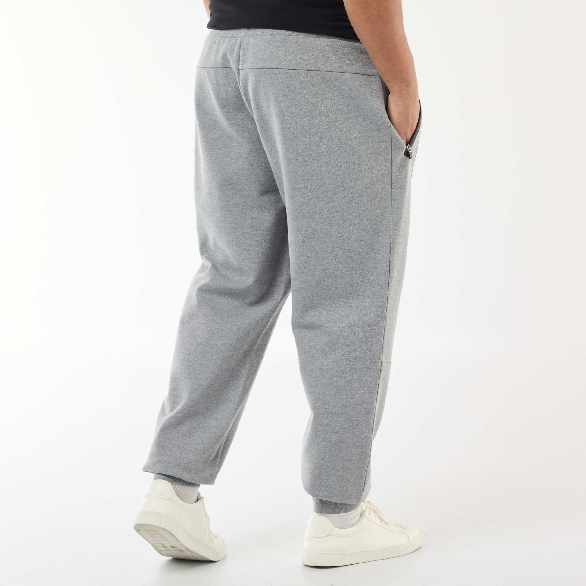 Jogging en maille piquée unie en coton GRIS
