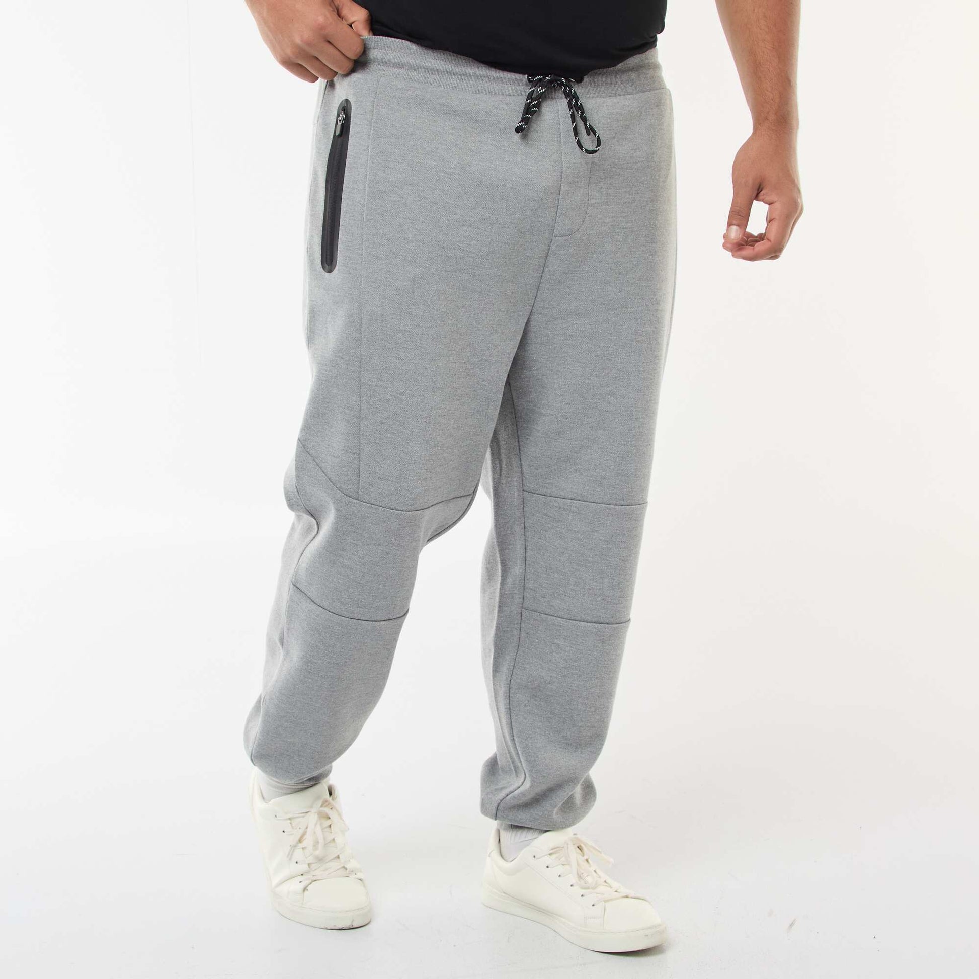 Jogging en maille piquée unie en coton GRIS