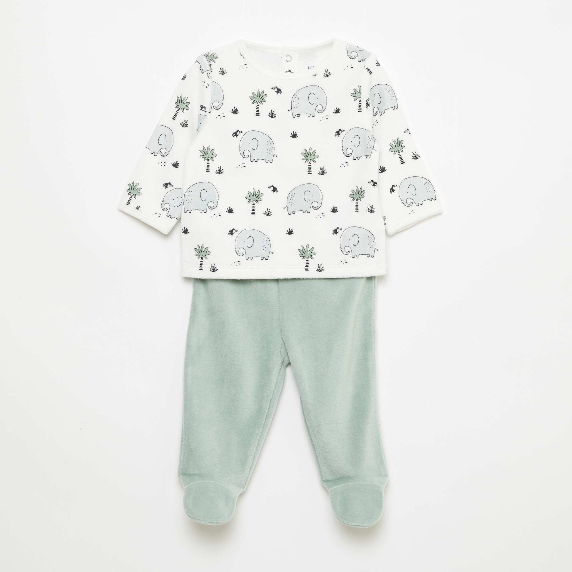 Ensemble de pyjama en polaire avec pieds - 2 pieds BLANC
