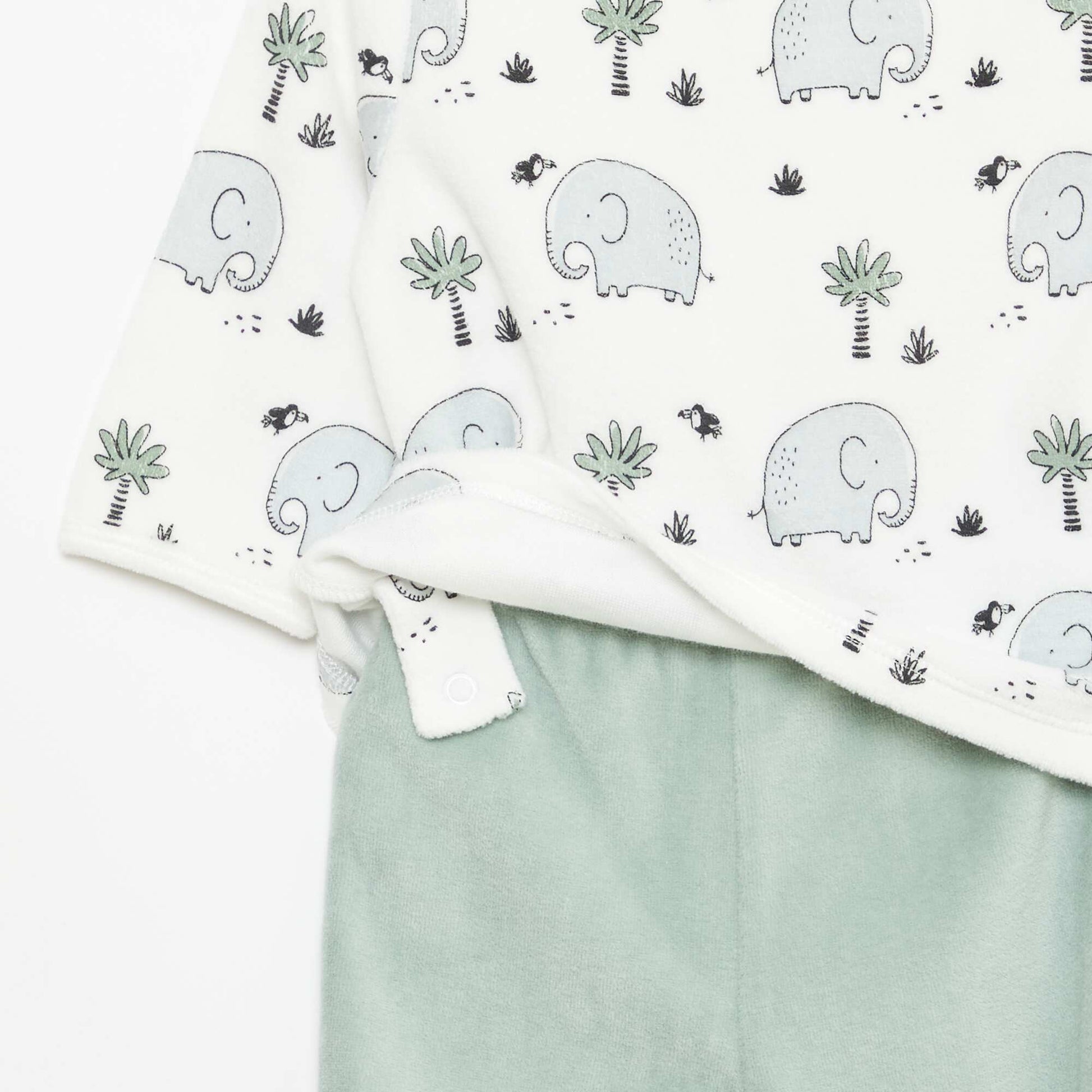 Ensemble de pyjama en polaire avec pieds - 2 pieds BLANC
