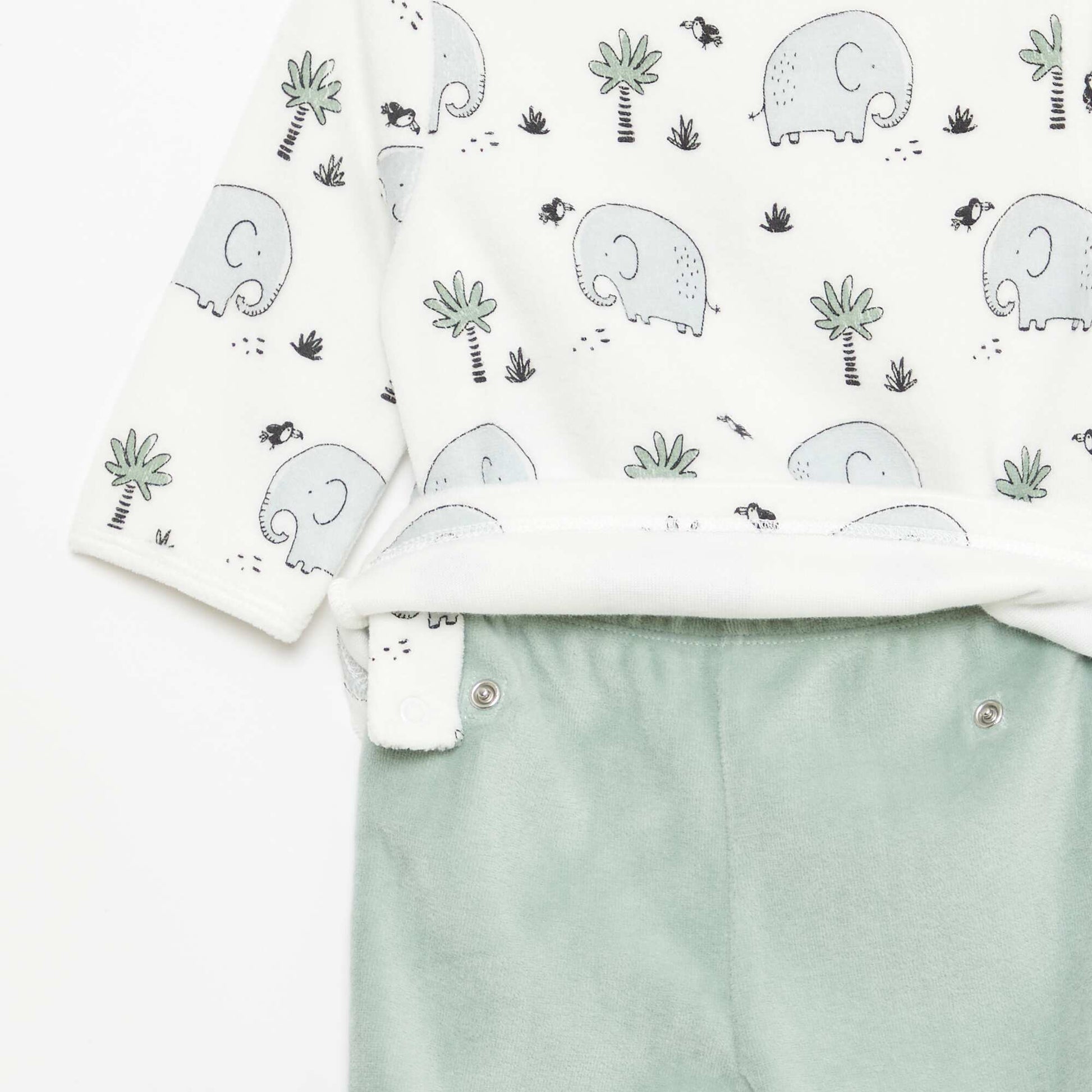 Ensemble de pyjama en polaire avec pieds - 2 pieds BLANC