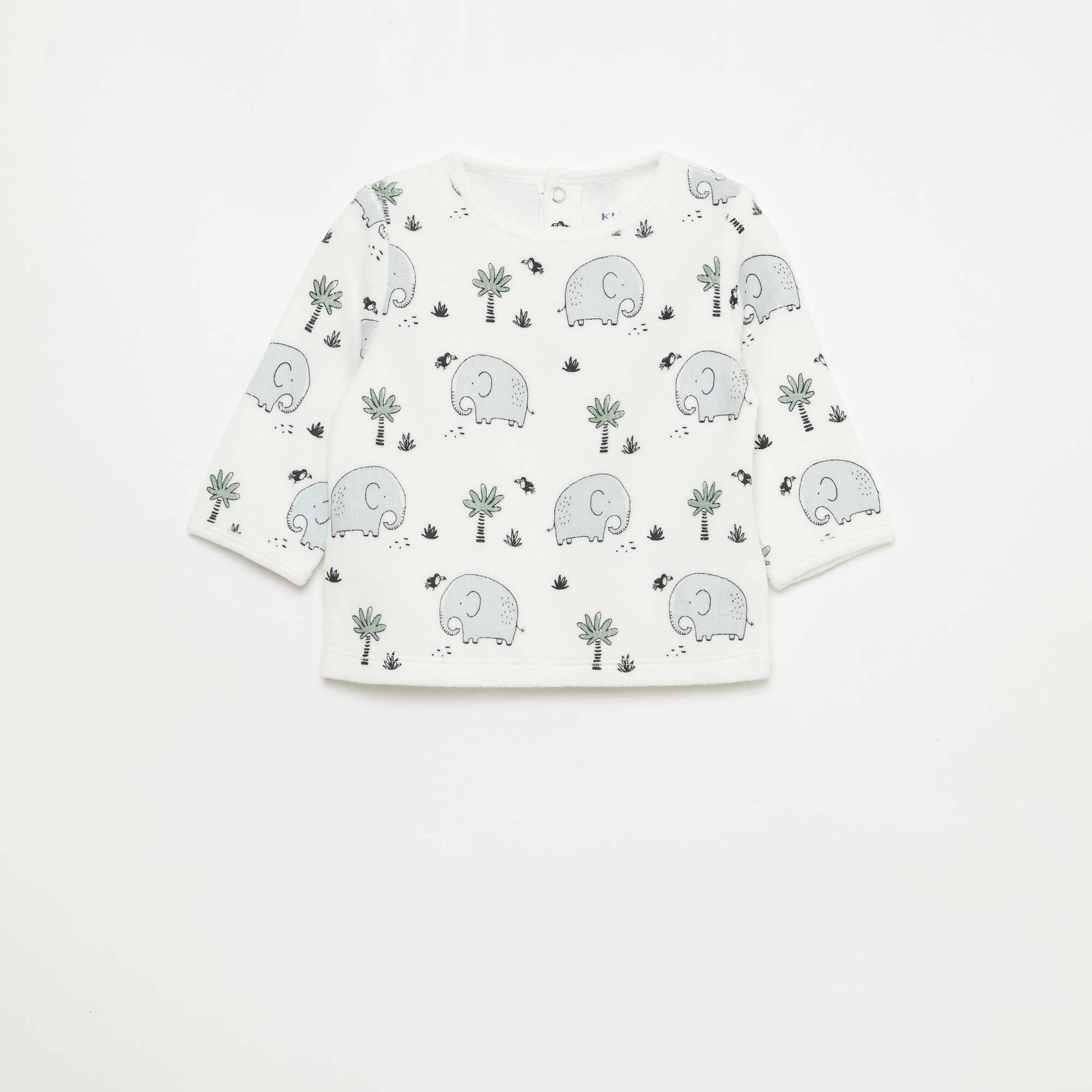 Ensemble de pyjama en polaire avec pieds - 2 pieds BLANC