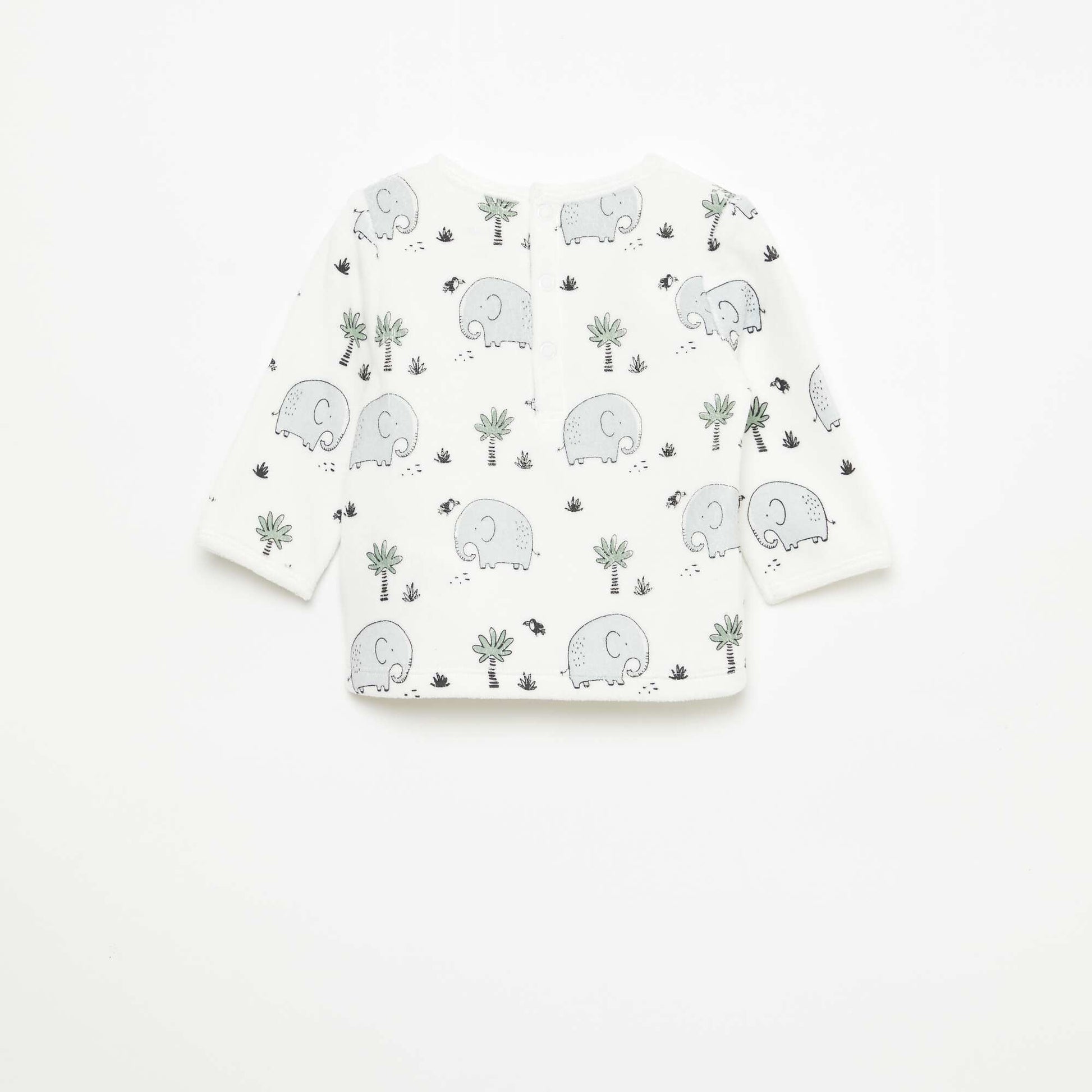 Ensemble de pyjama en polaire avec pieds - 2 pieds BLANC