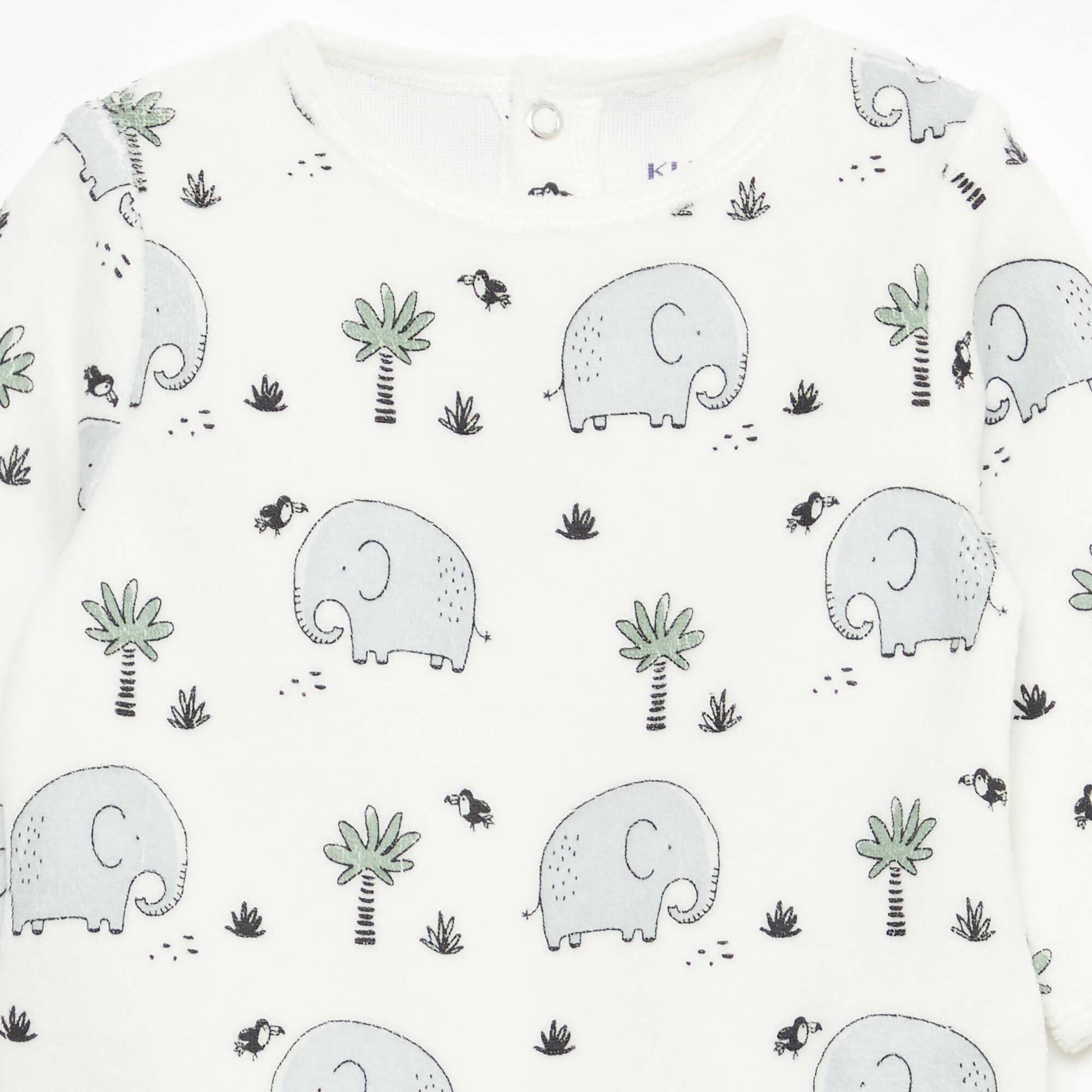 Ensemble de pyjama en polaire avec pieds - 2 pieds BLANC