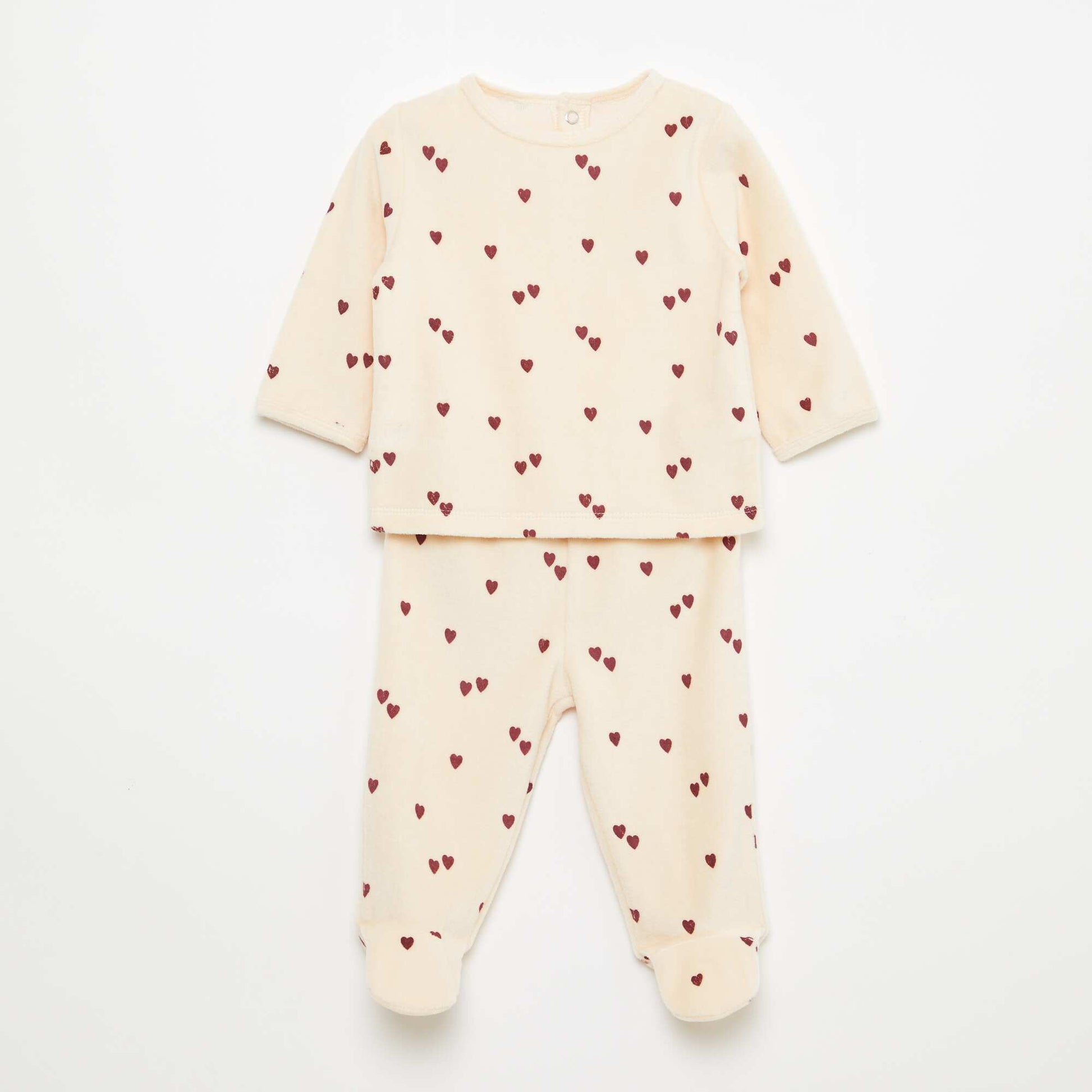 Ensemble de pyjama en polaire avec pieds - 2 pieds BLANC
