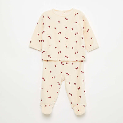 Ensemble de pyjama en polaire avec pieds - 2 pieds BLANC