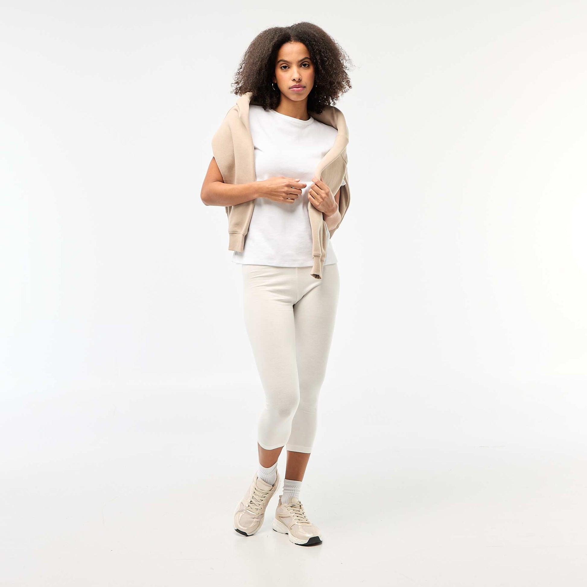 Legging court uni BLANC