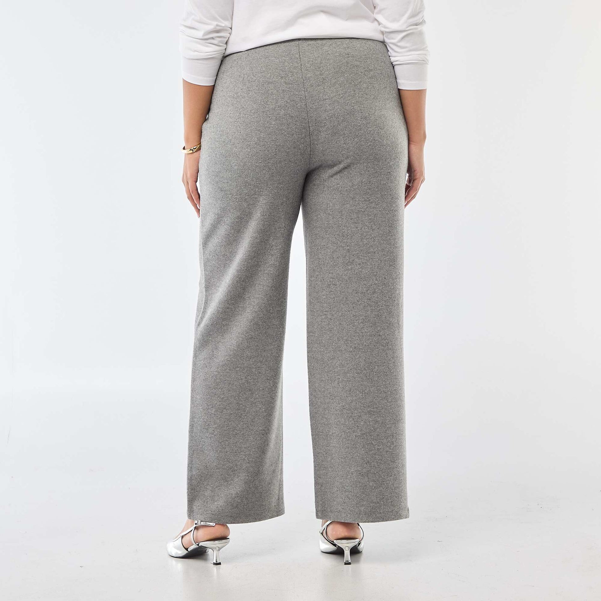Pantalon confort en maille côtelée GRIS