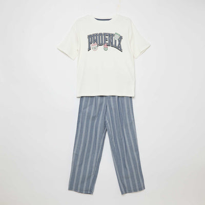 Ensemble pyjama en popeline - 2 pièces BLANC