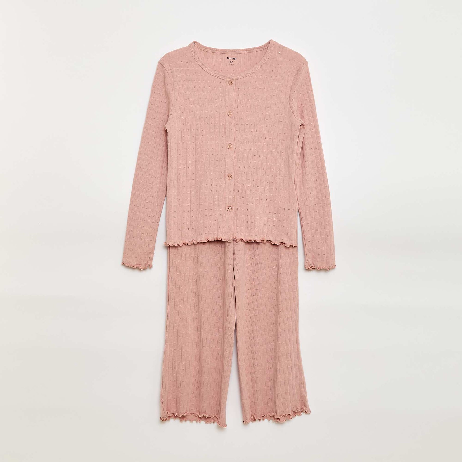 Ensemble de pyjama en maille pointelle - 2 pièces ROSE