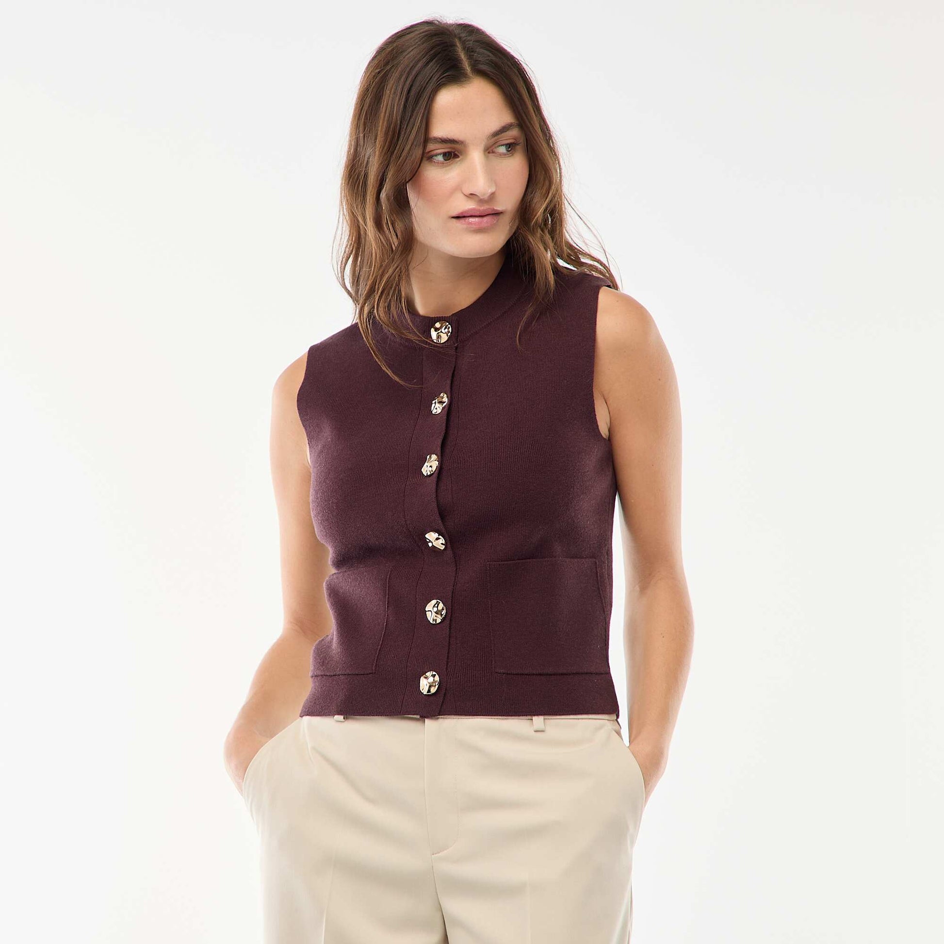 Gilet sans manches en tricot ottoman VIOLET