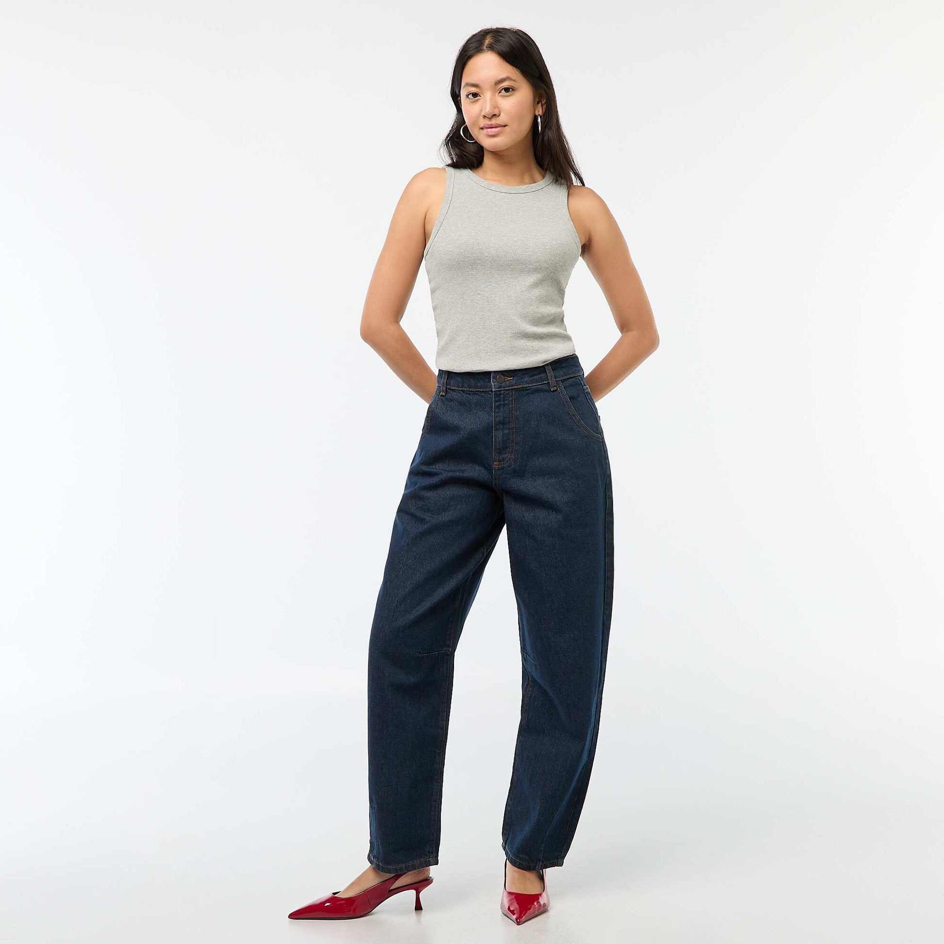 Pantalon denim barrel fit BLEU