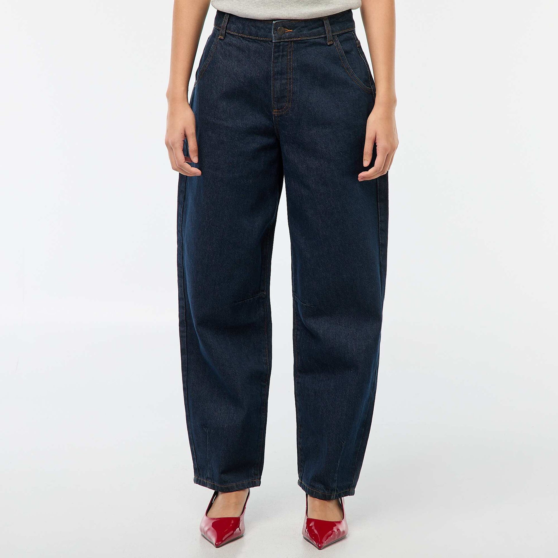 Pantalon denim barrel fit BLEU