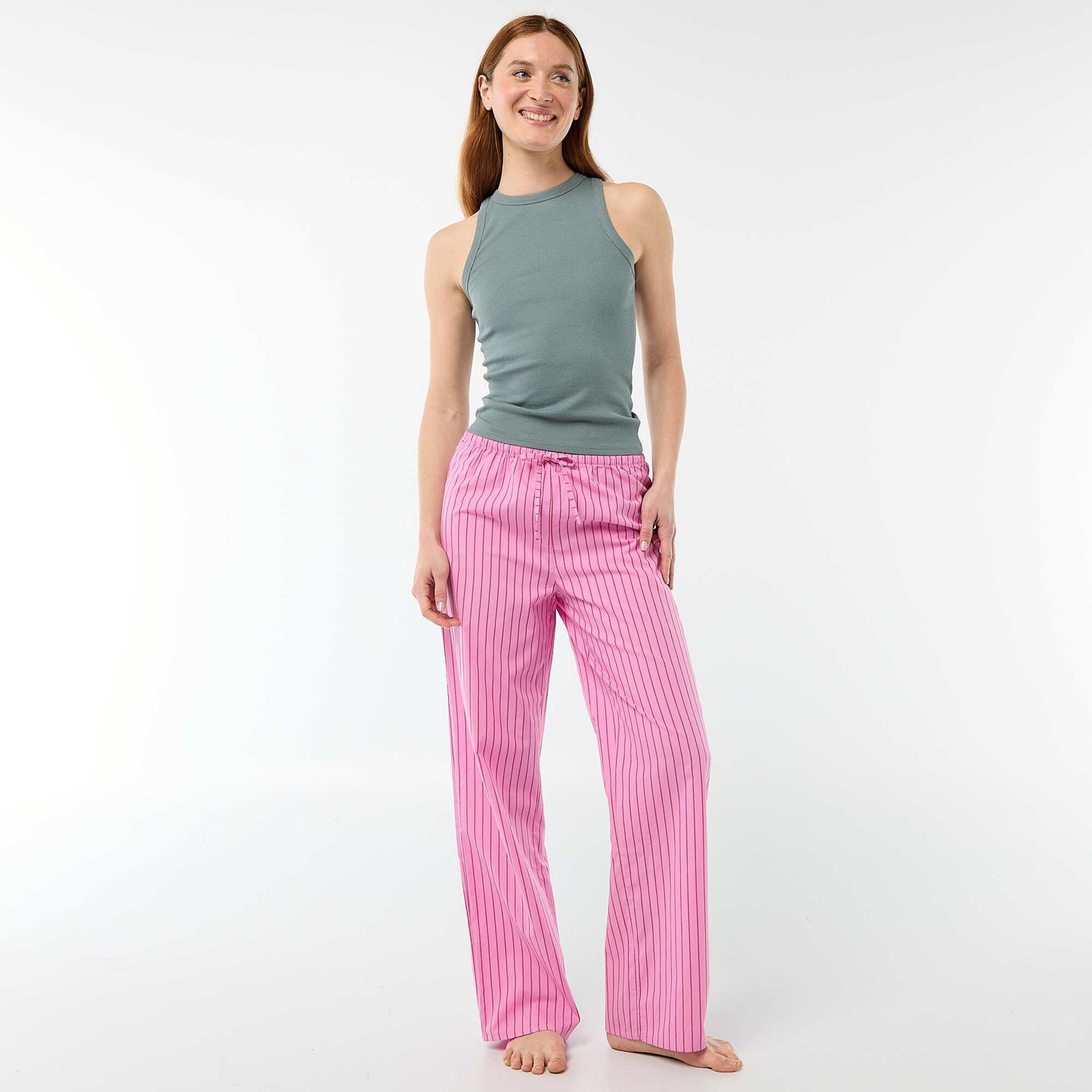 Pantalon de pyjama en popeline rayé ROSE