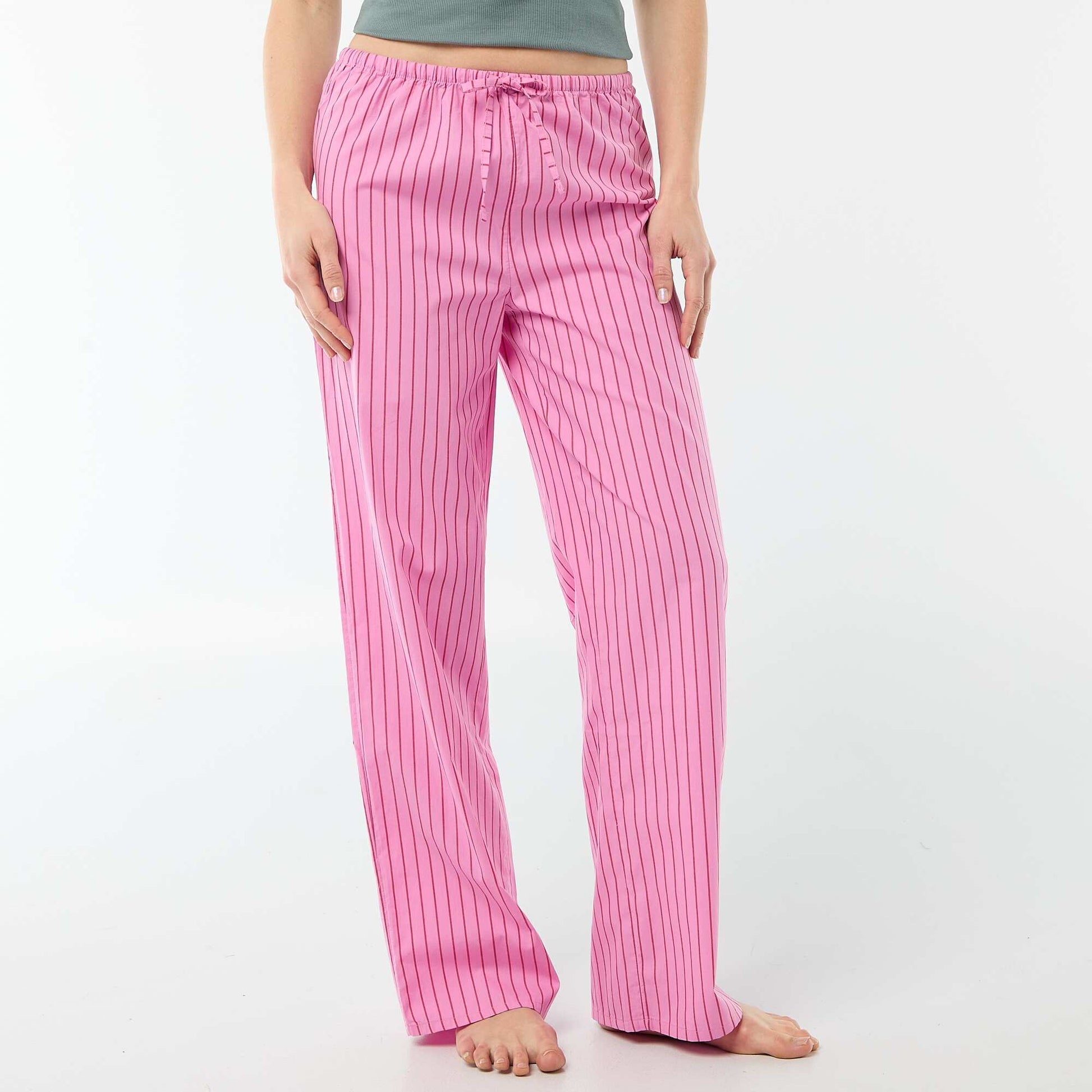 Pantalon de pyjama en popeline rayé ROSE