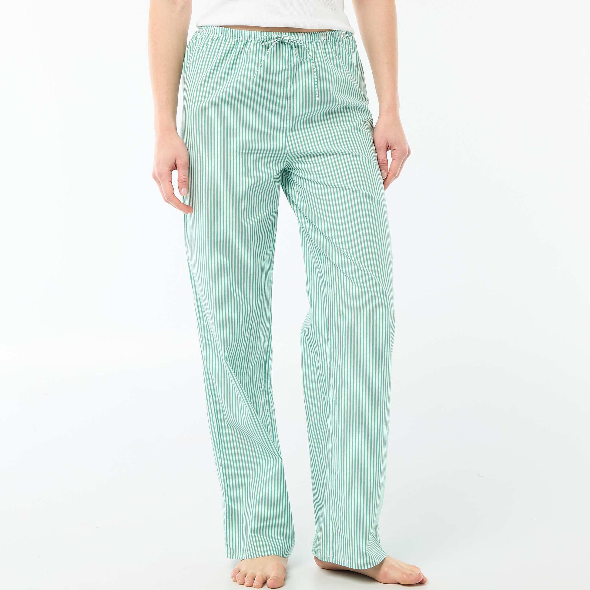Pantalon de pyjama en popeline rayé VERT