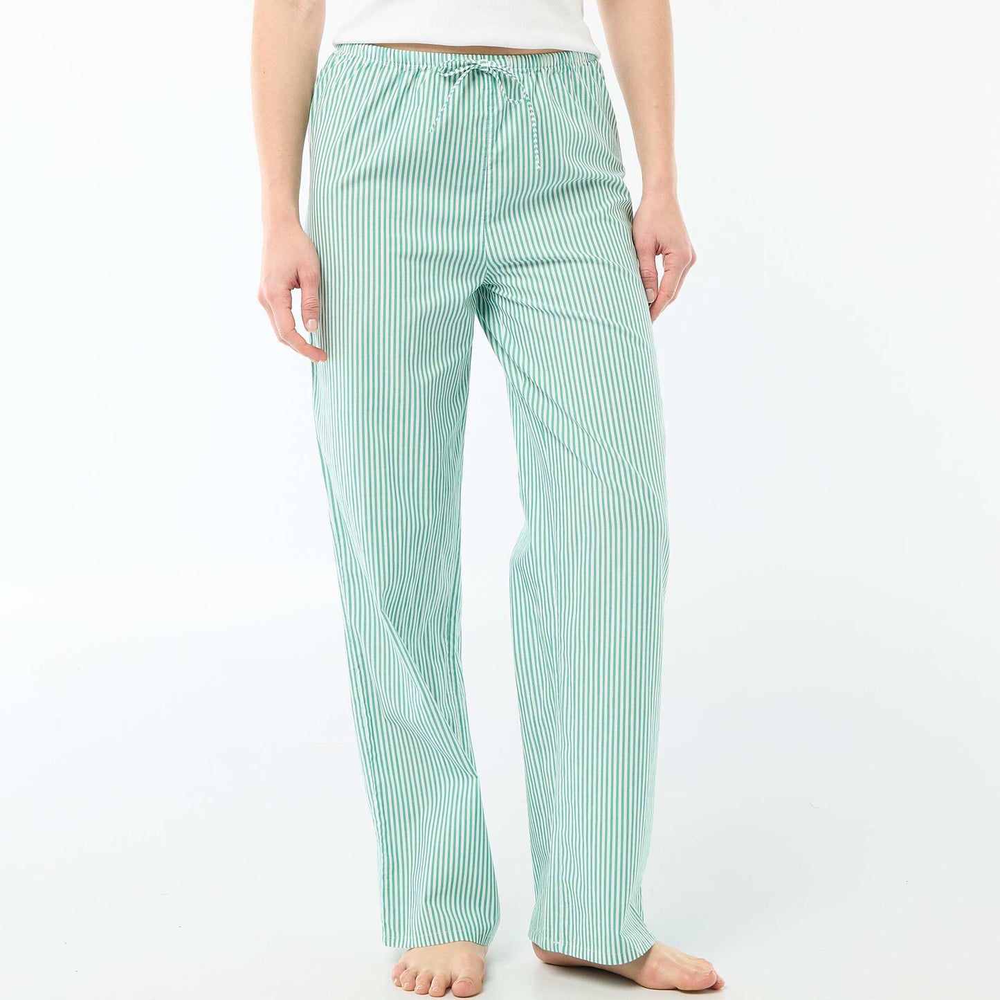 Pantalon de pyjama en popeline rayé VERT