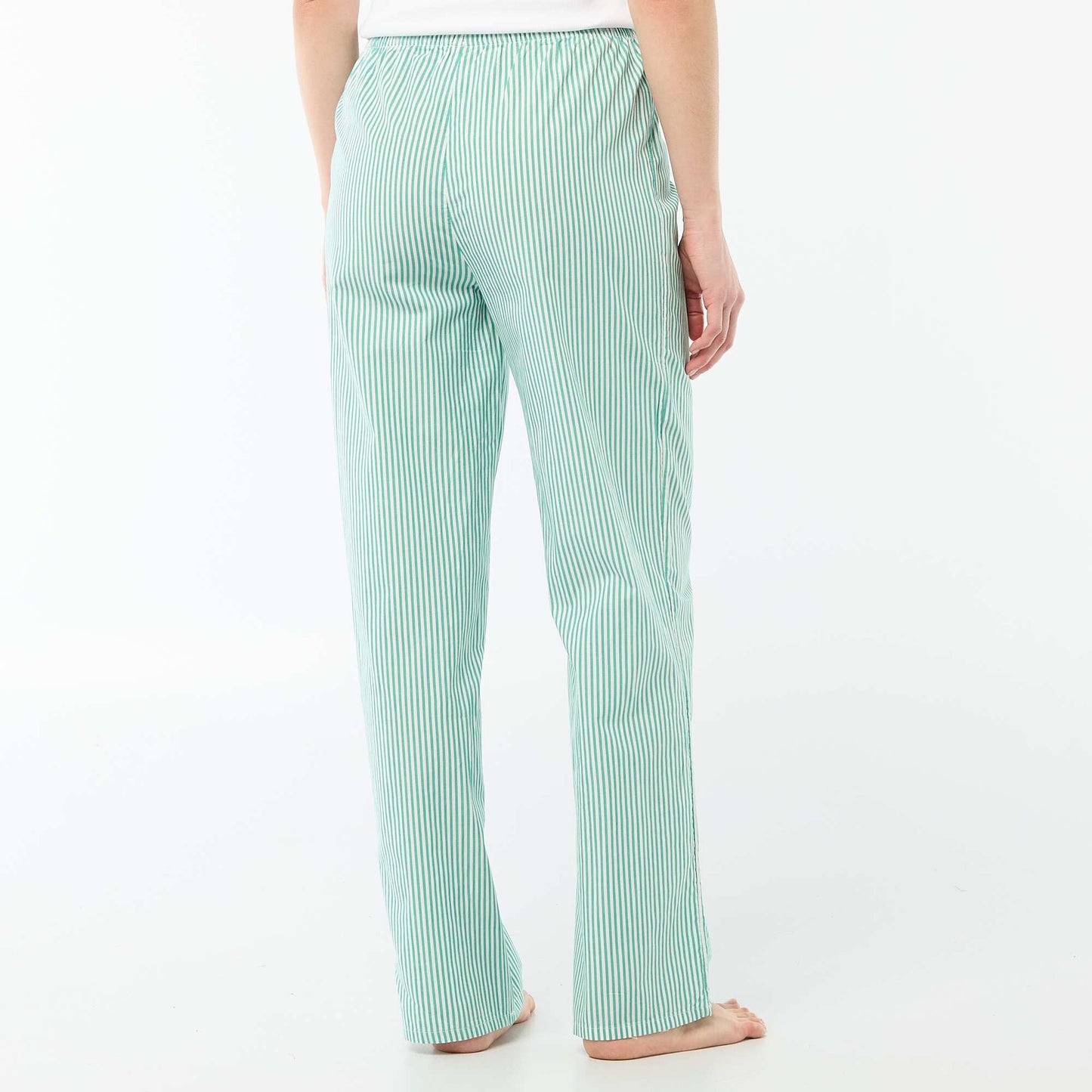 Pantalon de pyjama en popeline rayé VERT