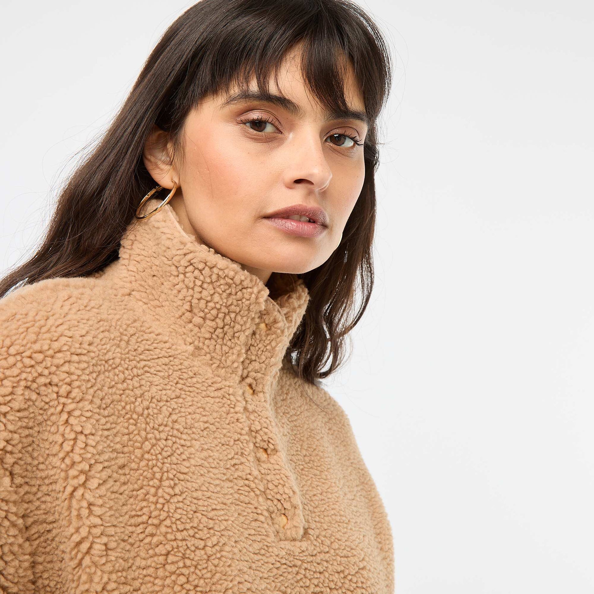 Sweat en maille bouclette imprimé MARRON