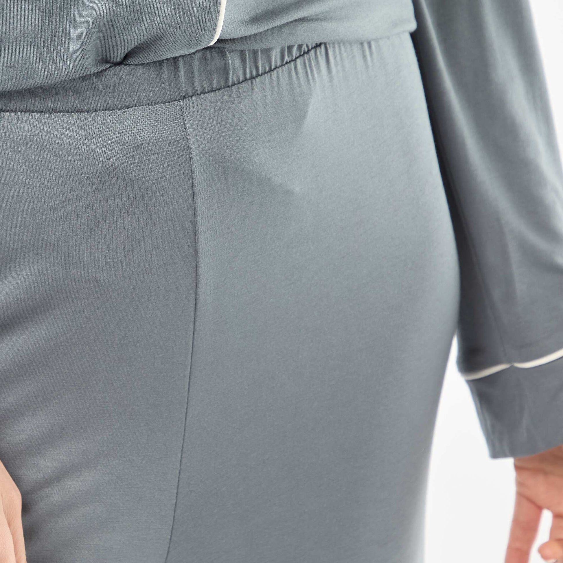 Pyjama long en maille douce stretch - 2 pièces BLEU GRIS