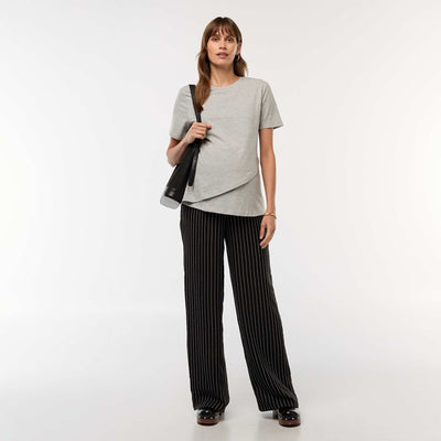 Pantalon de maternité large rayé NOIR