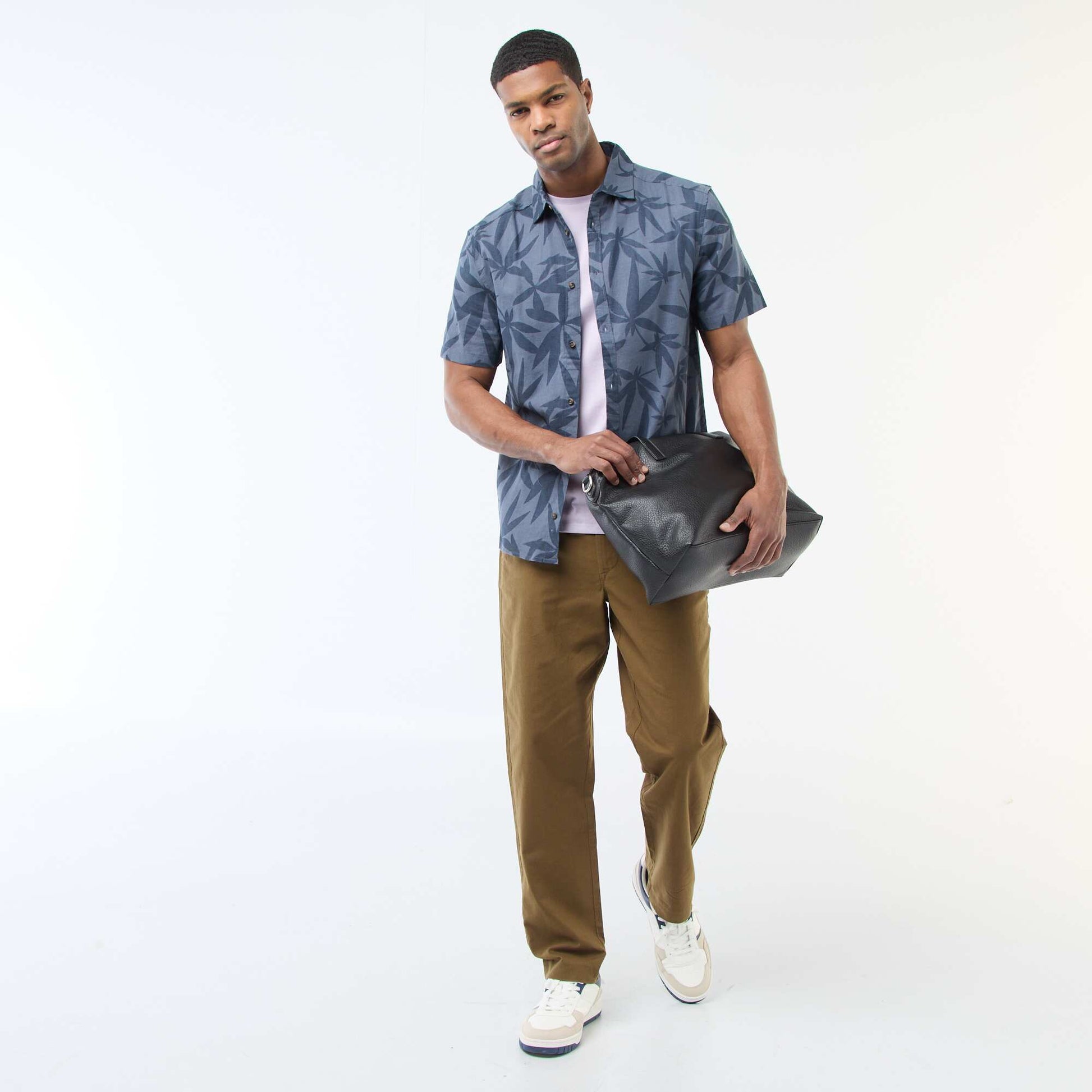 Chemise à manches courtes légère avec motif BLEU