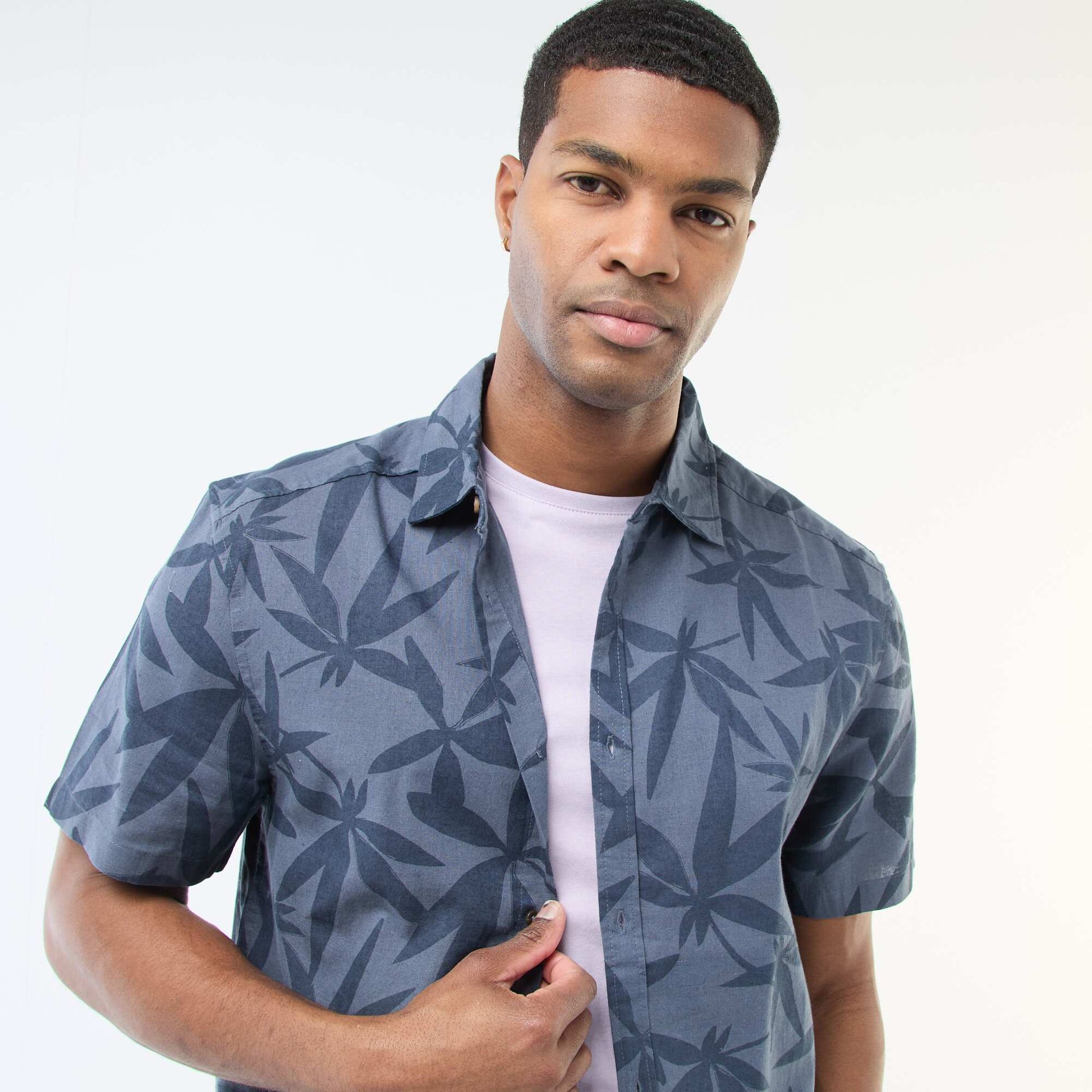 Chemise à manches courtes légère avec motif BLEU
