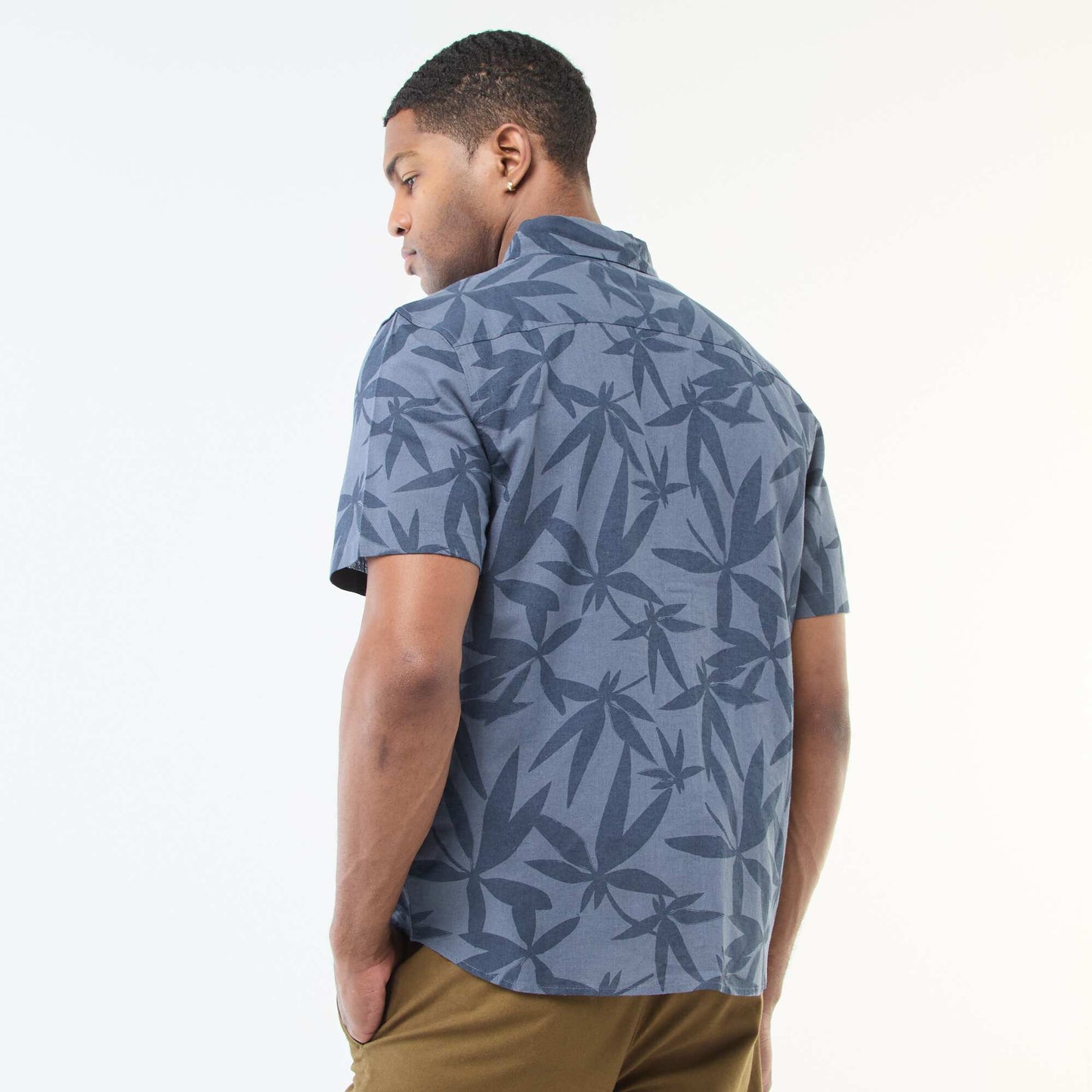 Chemise à manches courtes légère avec motif BLEU