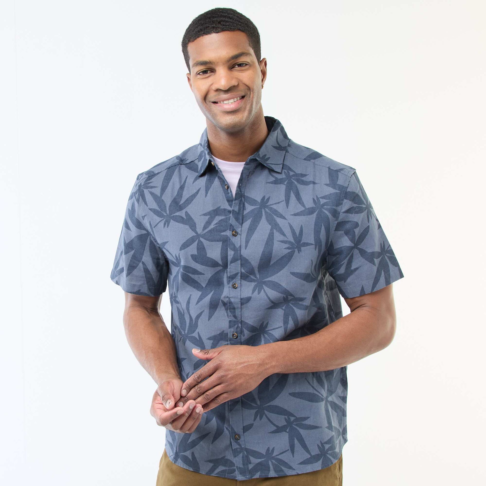 Chemise à manches courtes légère avec motif BLEU