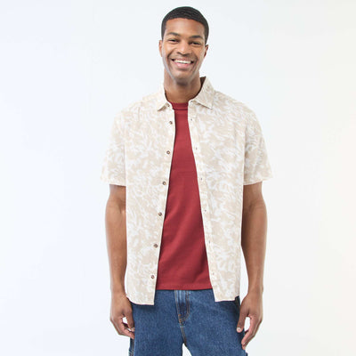 Chemise à manches courtes légère avec motif BEIGE