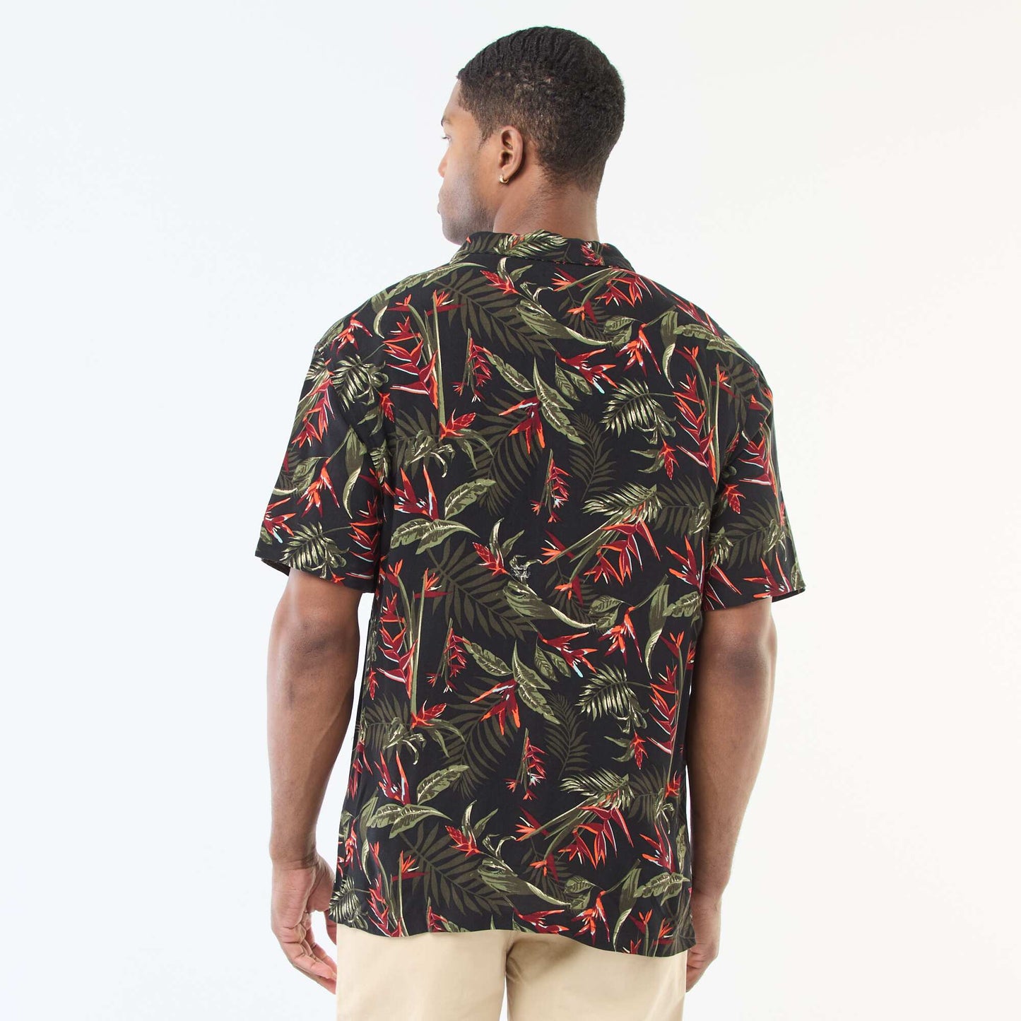 Chemise à manches courtes légère avec motif NOIR