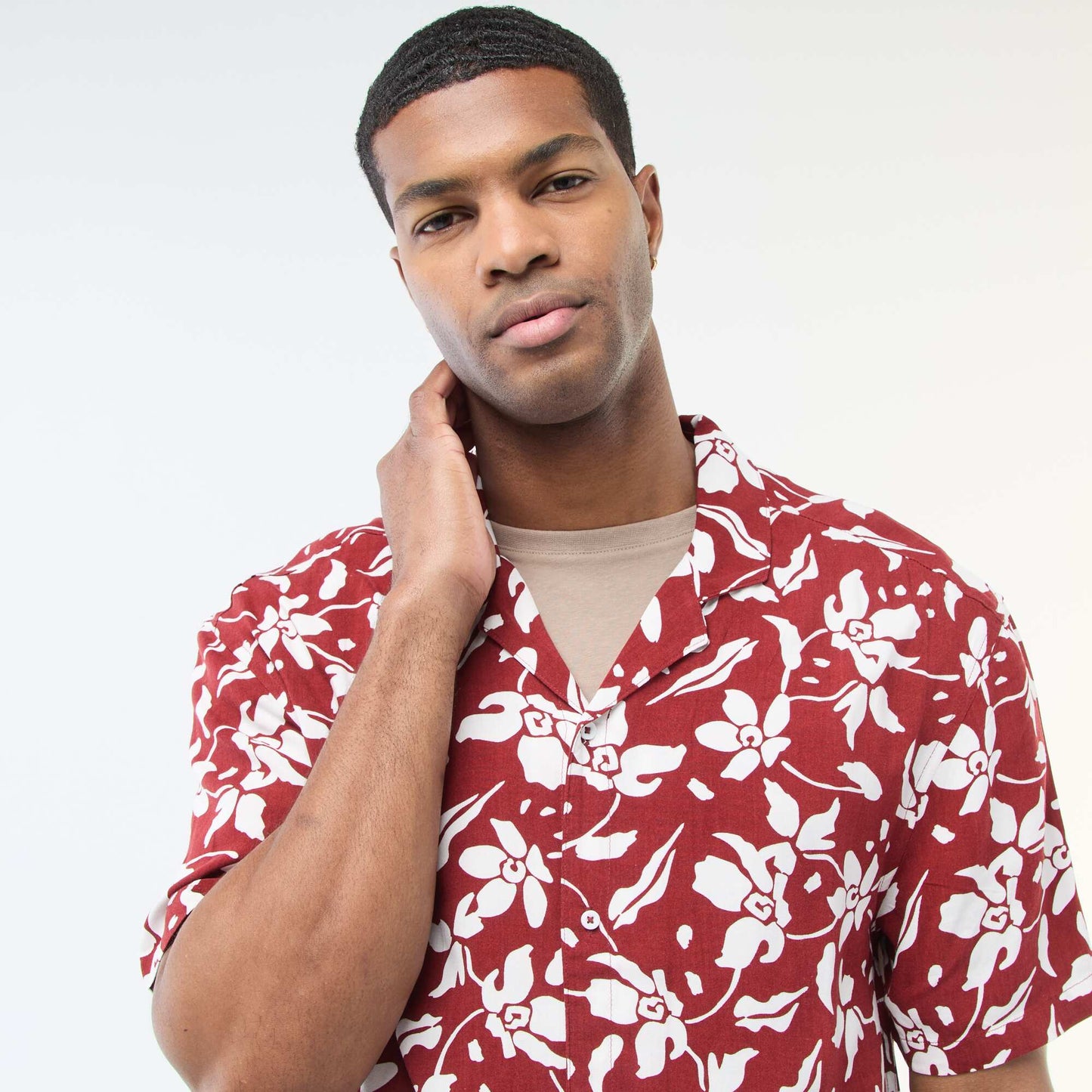 Chemise à manches courtes légère avec motif ROUGE