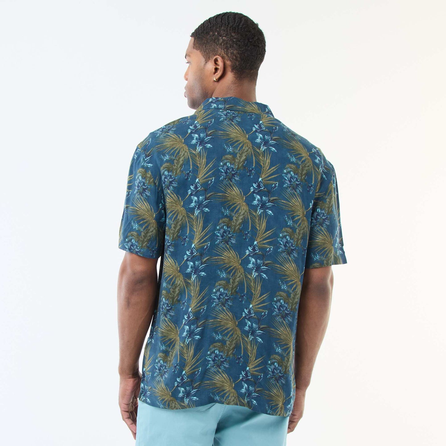 Chemise à manches courtes légère avec motif BLEU