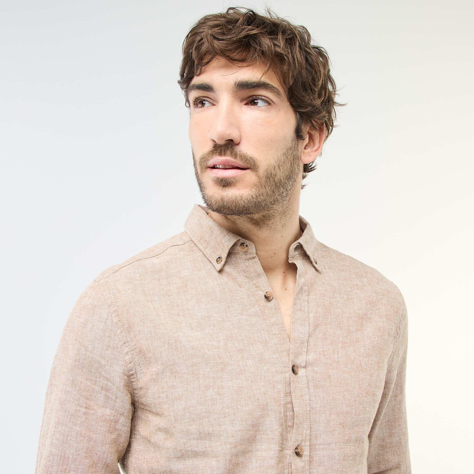 Chemise en lin mélangé MARRON
