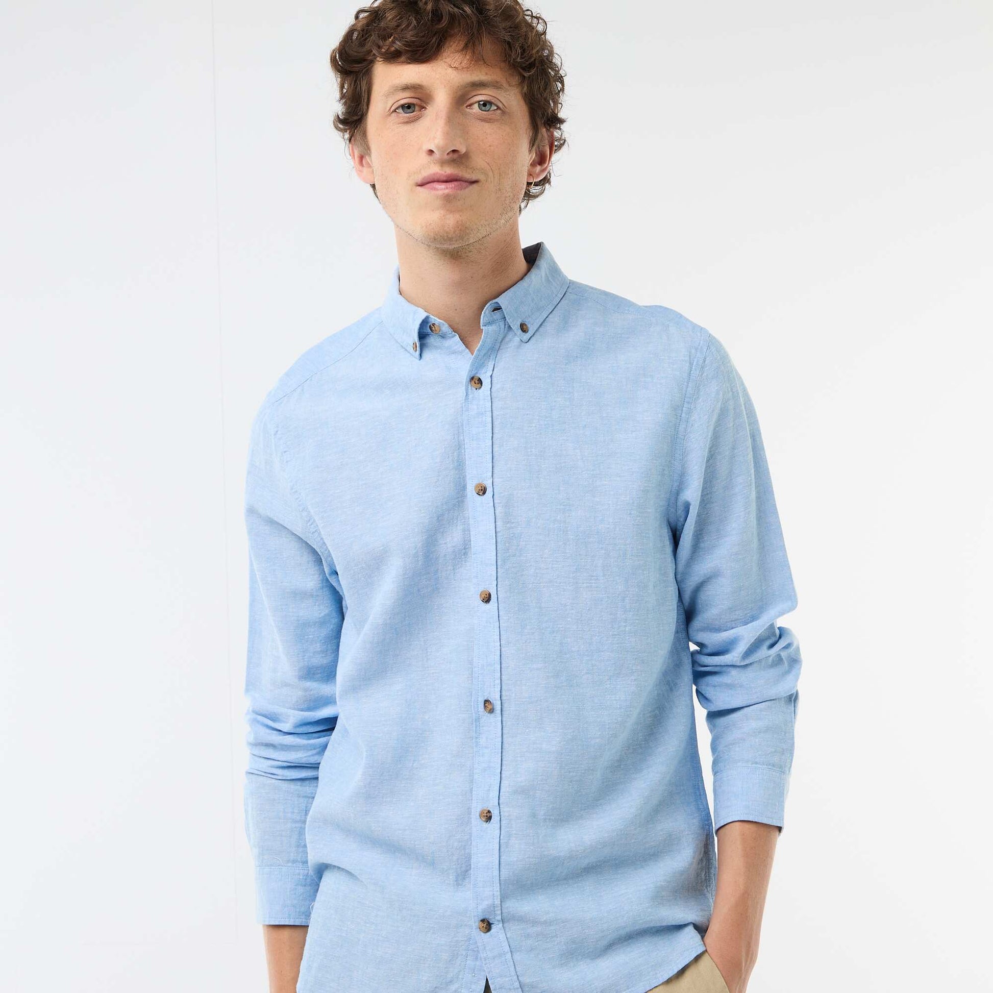 Chemise en lin mélangé BLANC