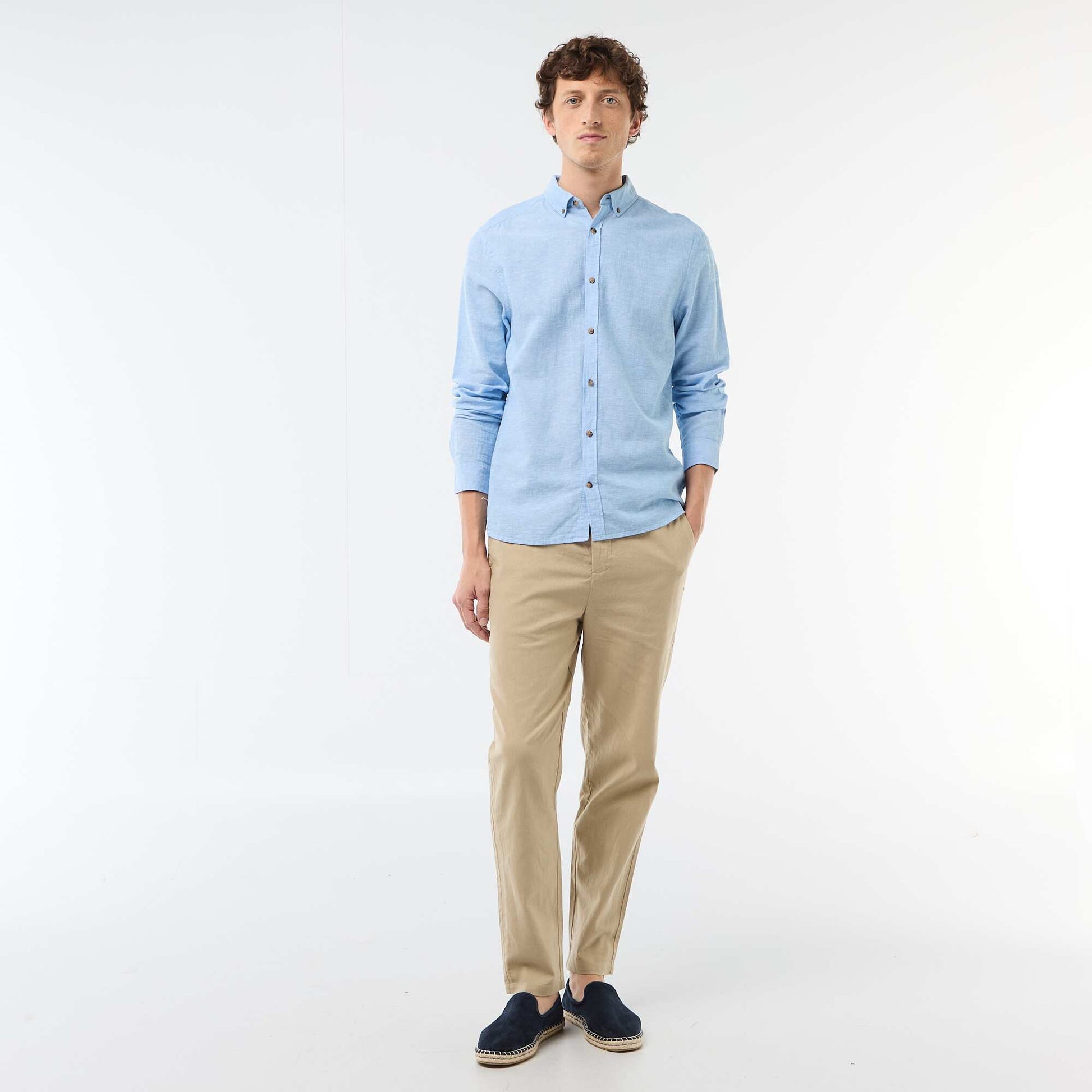 Chemise en lin mélangé BLANC