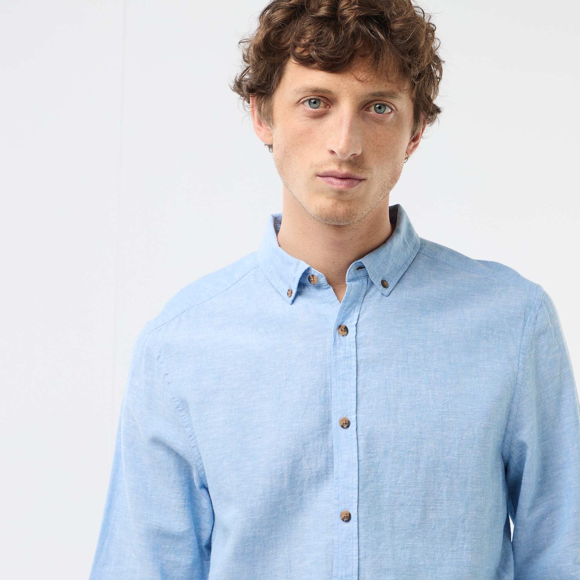 Chemise en lin mélangé BLANC
