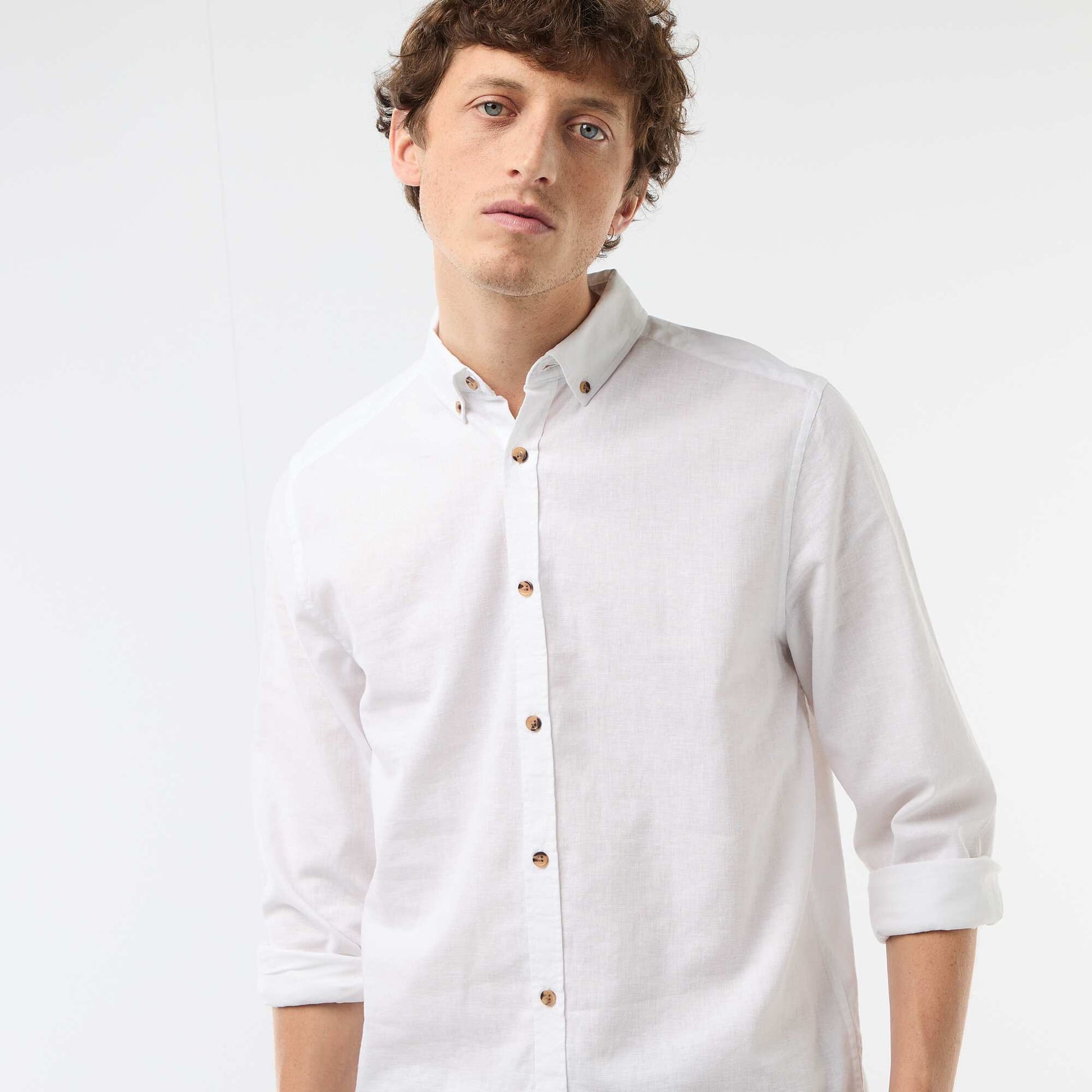 Chemise en lin mélangé BLANC