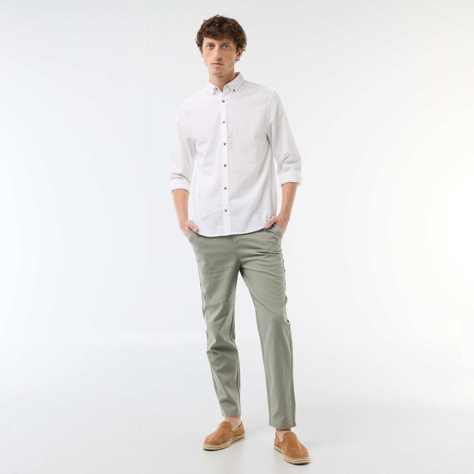 Chemise en lin mélangé BLANC
