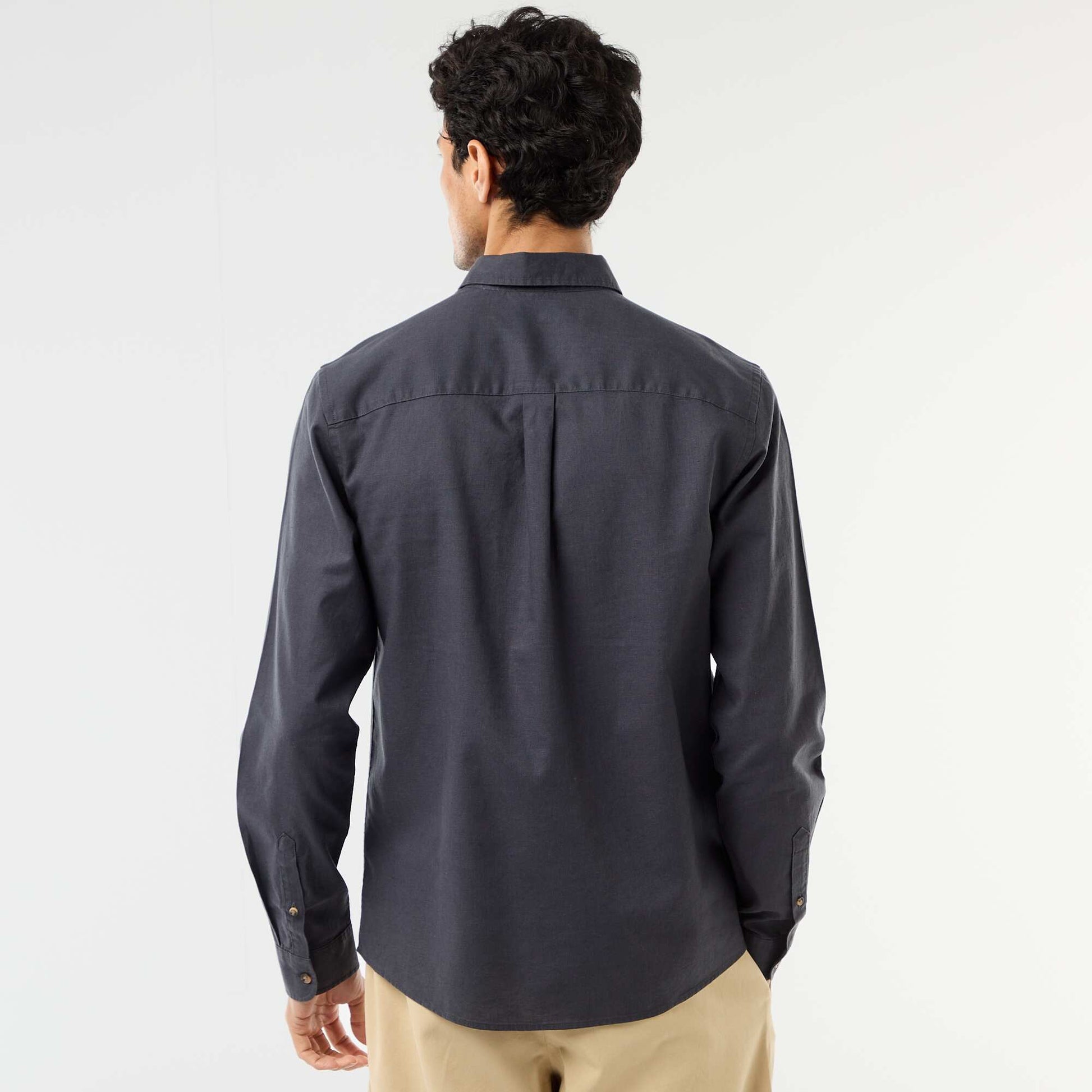 Chemise en lin mélangé BLEU