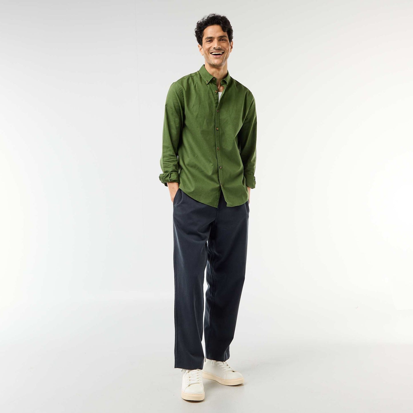 Chemise en lin mélangé VERT