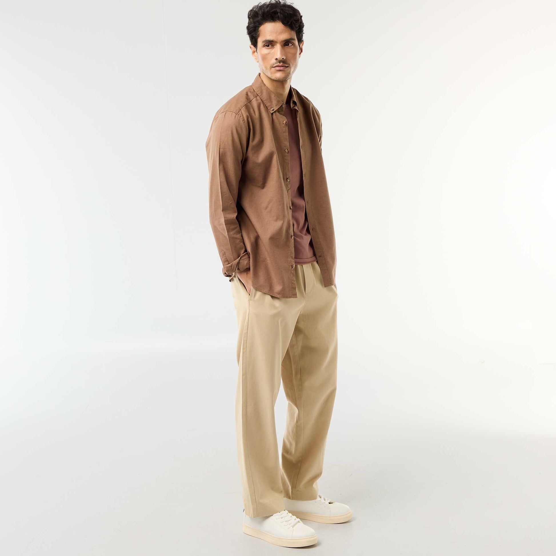 Chemise en lin mélangé MARRON