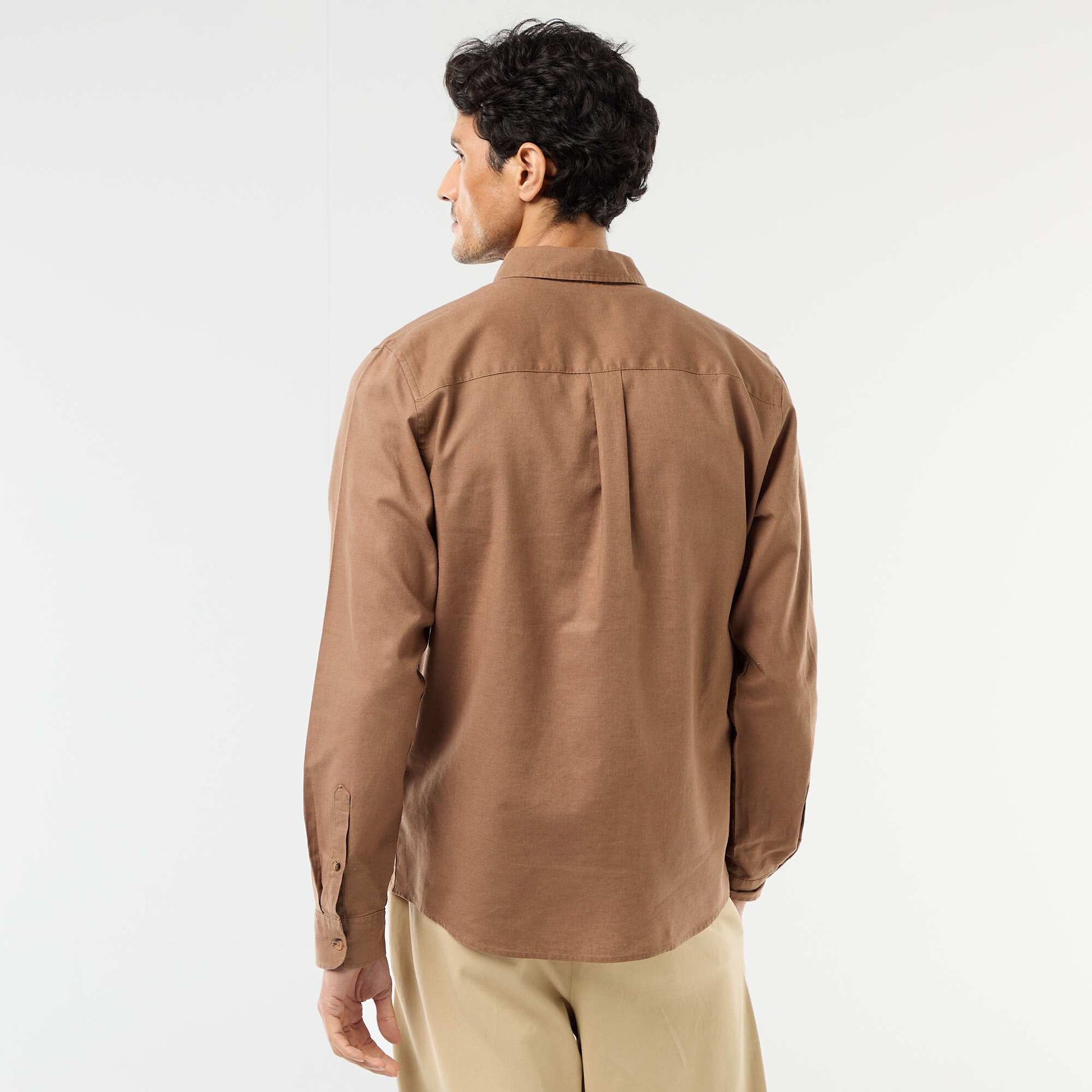 Chemise en lin mélangé MARRON